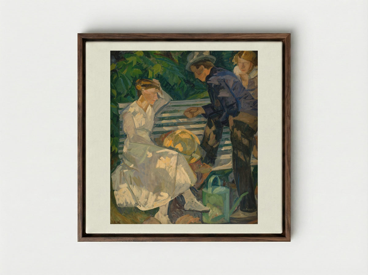 In the Priest's Garden. Christians - Edvard Weie - Framed Canvas Dark Wood