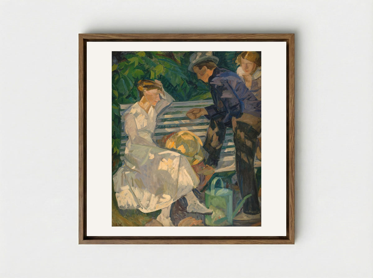 In the Priest's Garden. Christians - Edvard Weie - Framed Canvas Wood