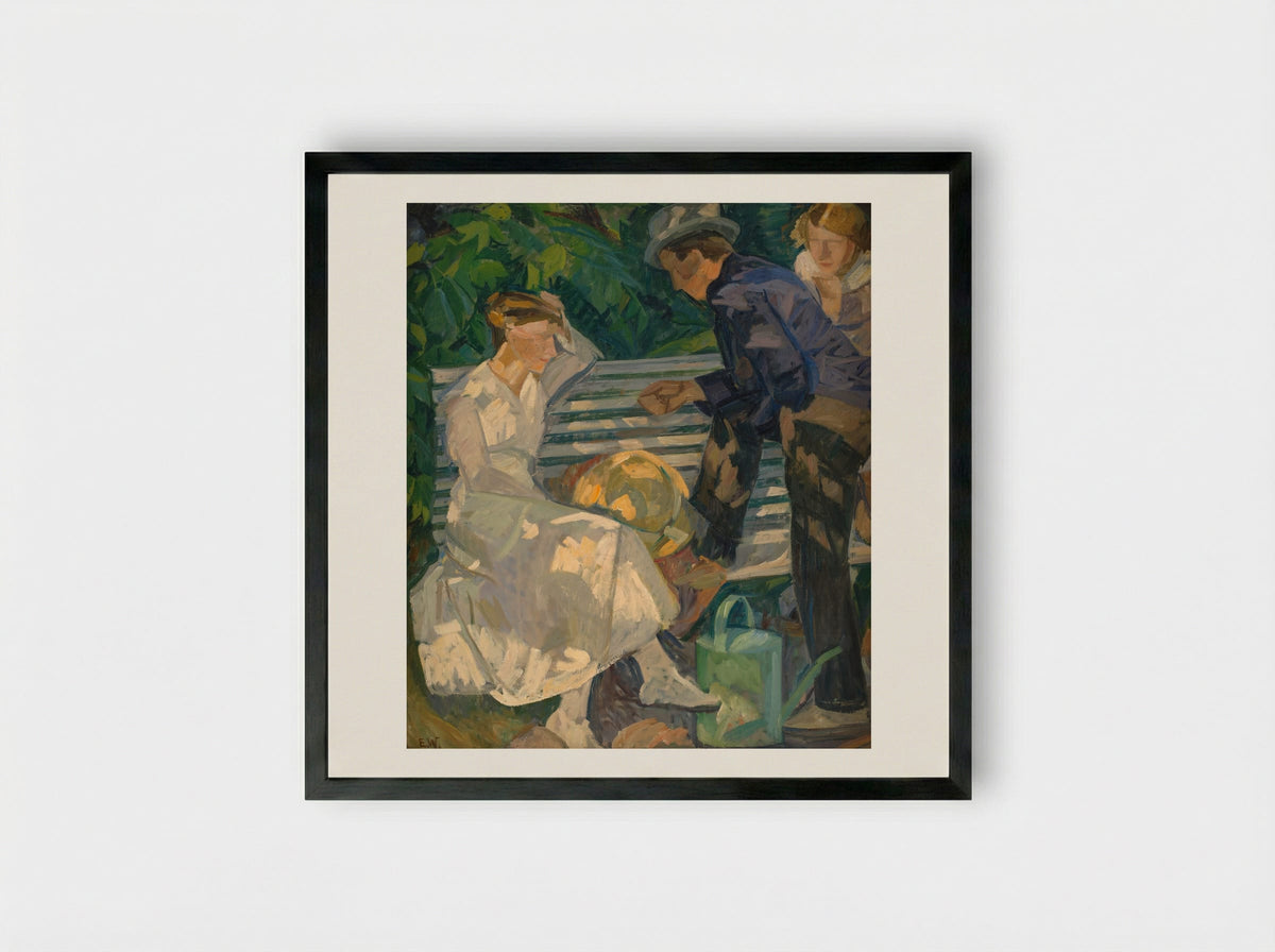 In the Priest's Garden. Christians - Edvard Weie - Framed Print Black