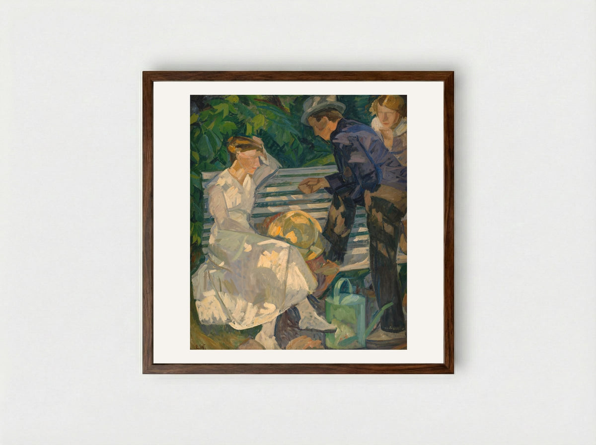 In the Priest's Garden. Christians - Edvard Weie - Framed Print Dark Wood
