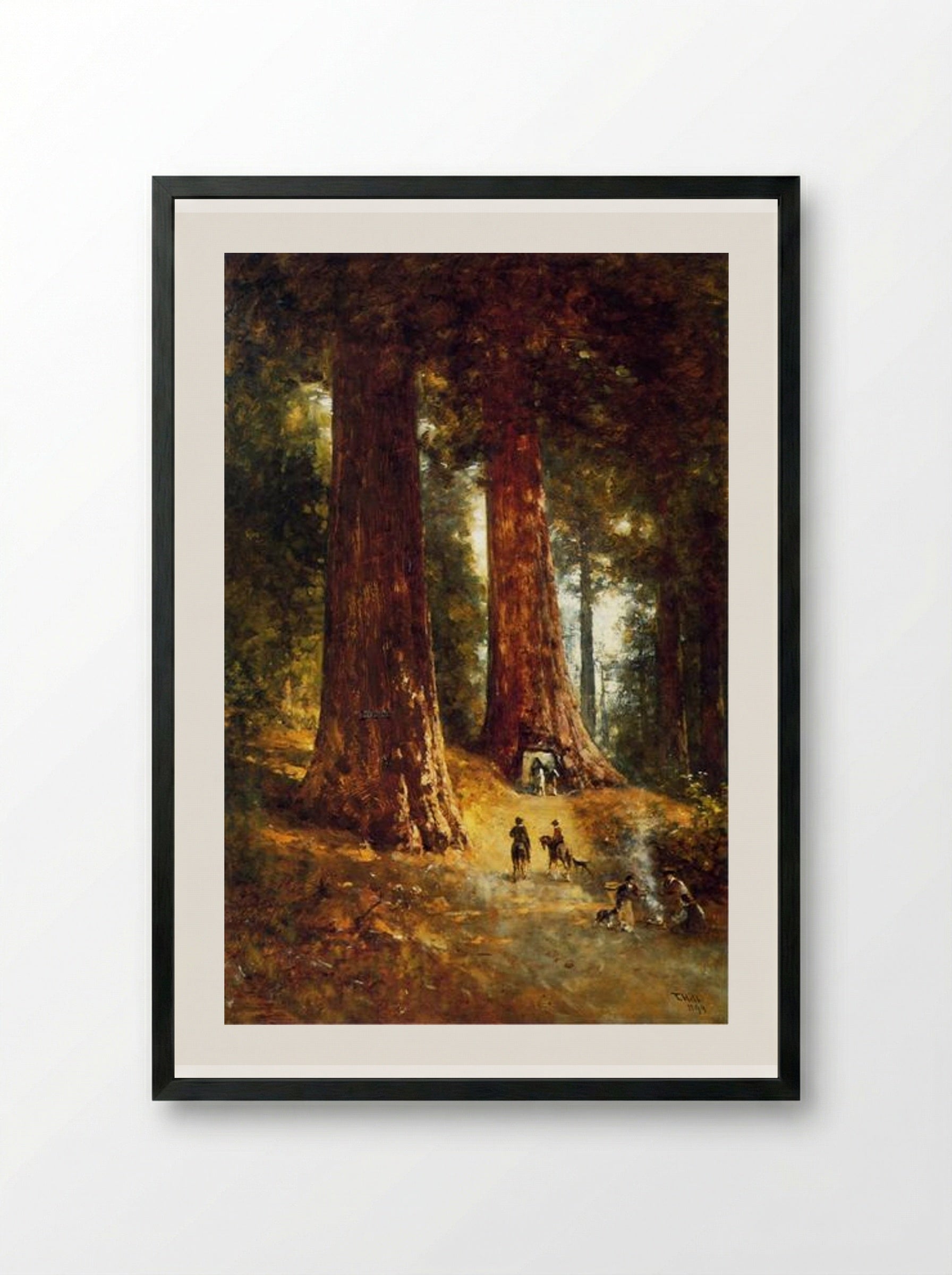 In the Redwoods - Thomas Hill - Framed Print Black