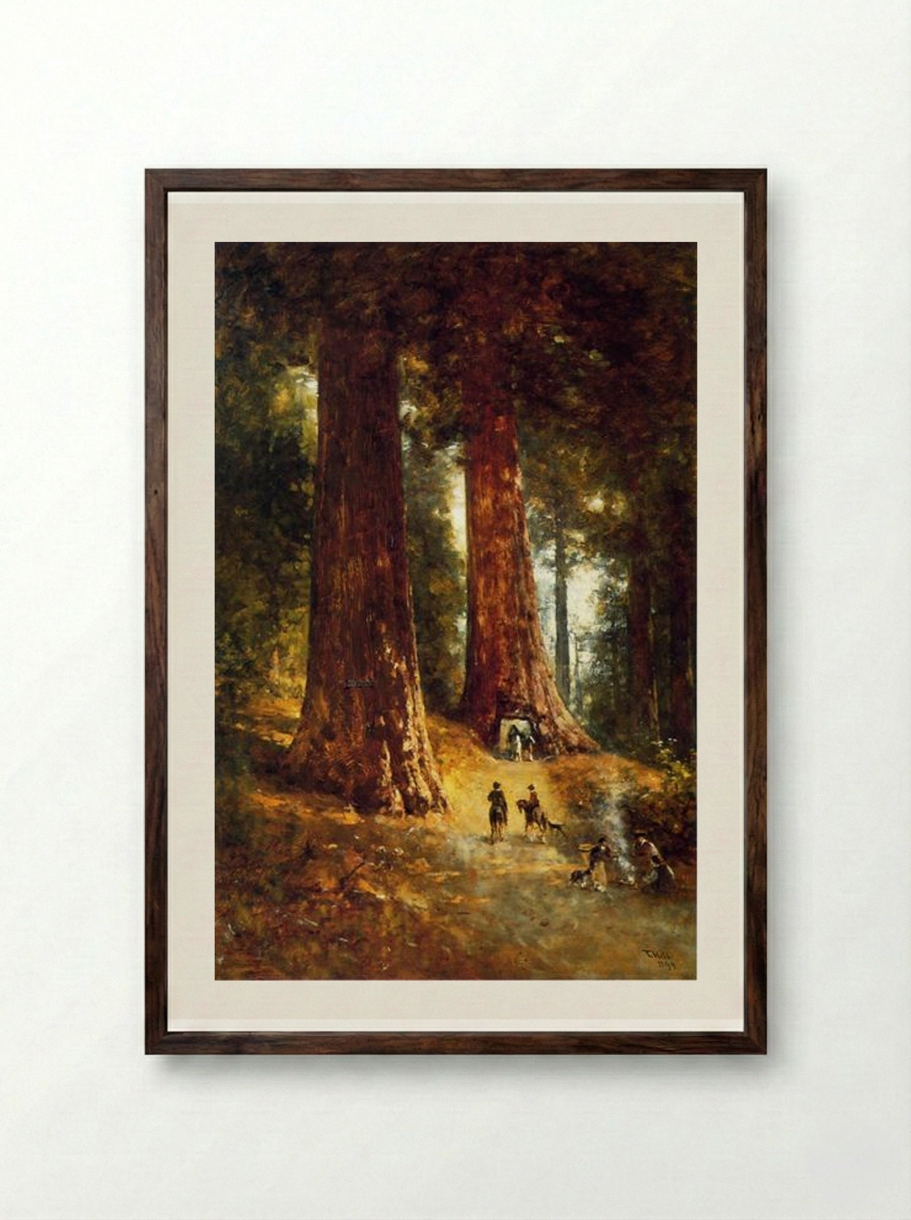 In the Redwoods - Thomas Hill - Framed Print Dark Wood
