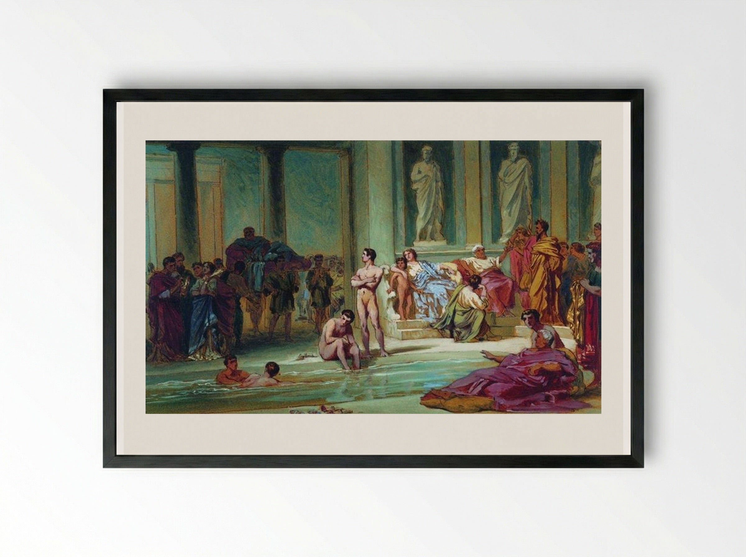 In the Roman Baths - Fyodor Bronnikov - Framed Print Black