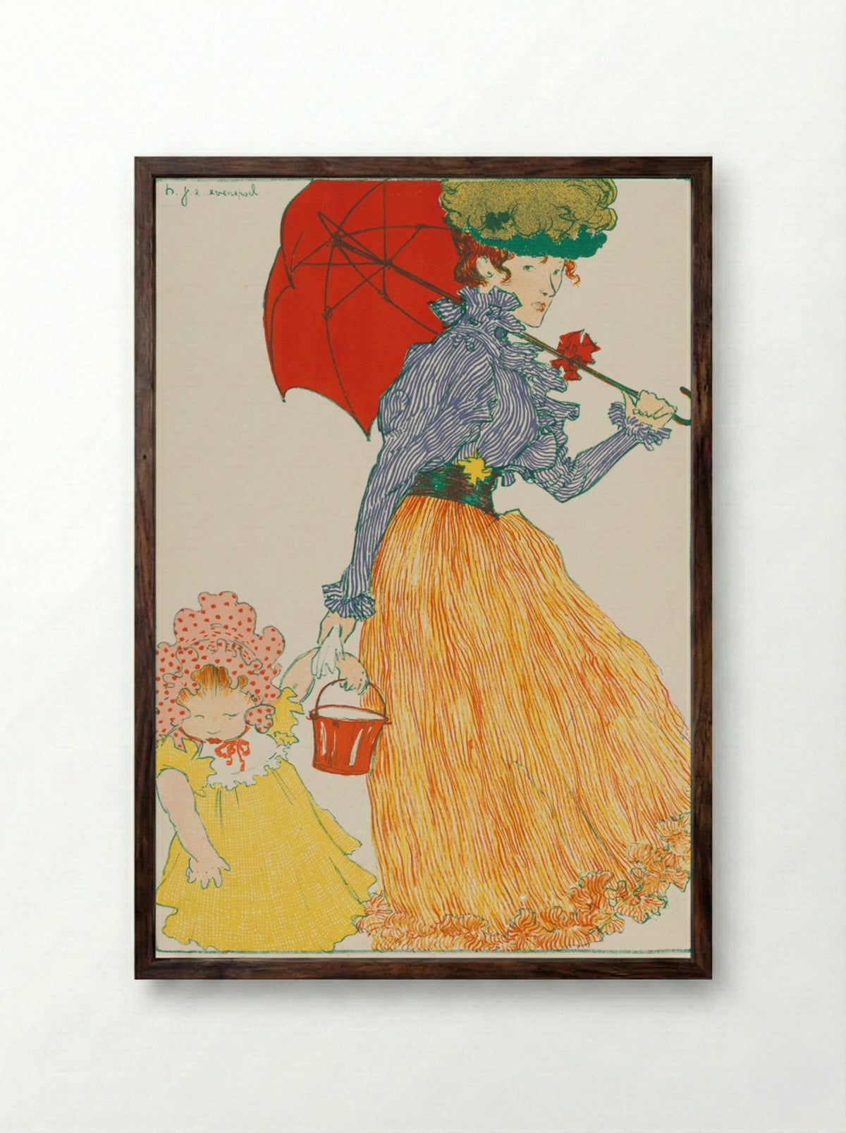 In the Square - Henri Evenepoel - Framed Print Dark Wood