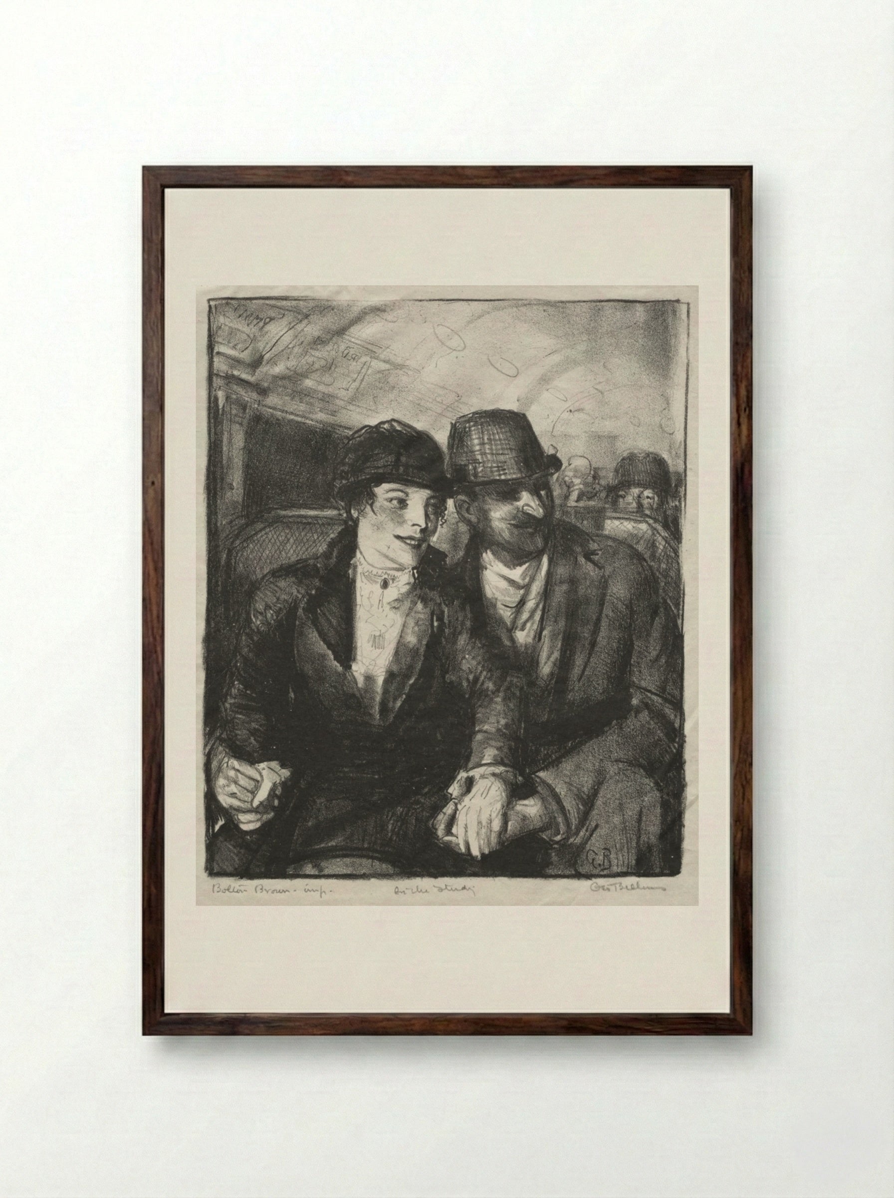 In the Subway - George Bellows - Framed Print Dark Wood