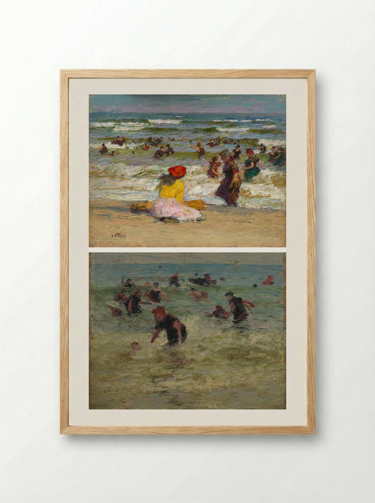 In the Surf (recto); Beach Study (verso) - Edward H. Potthast - Framed Print Wood