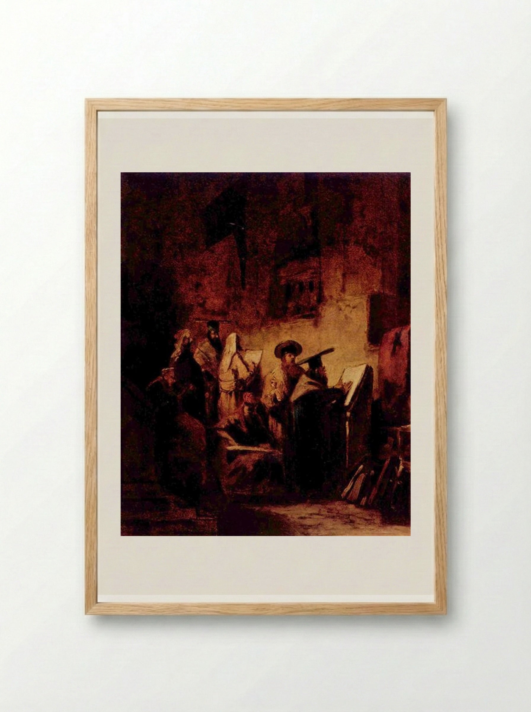 In the Synagogue - Carl Spitzweg - Framed Print Wood