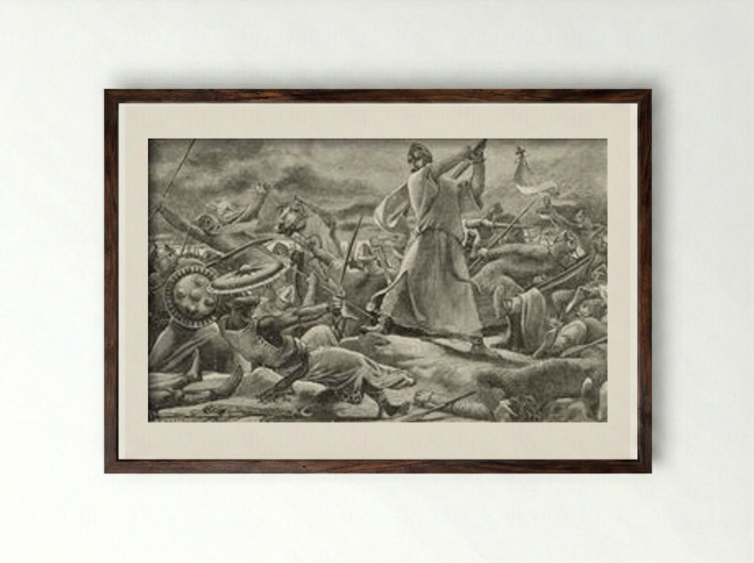 In the Thick of Battle, a Melee - Luc-Olivier Merson - Framed Print Dark Wood
