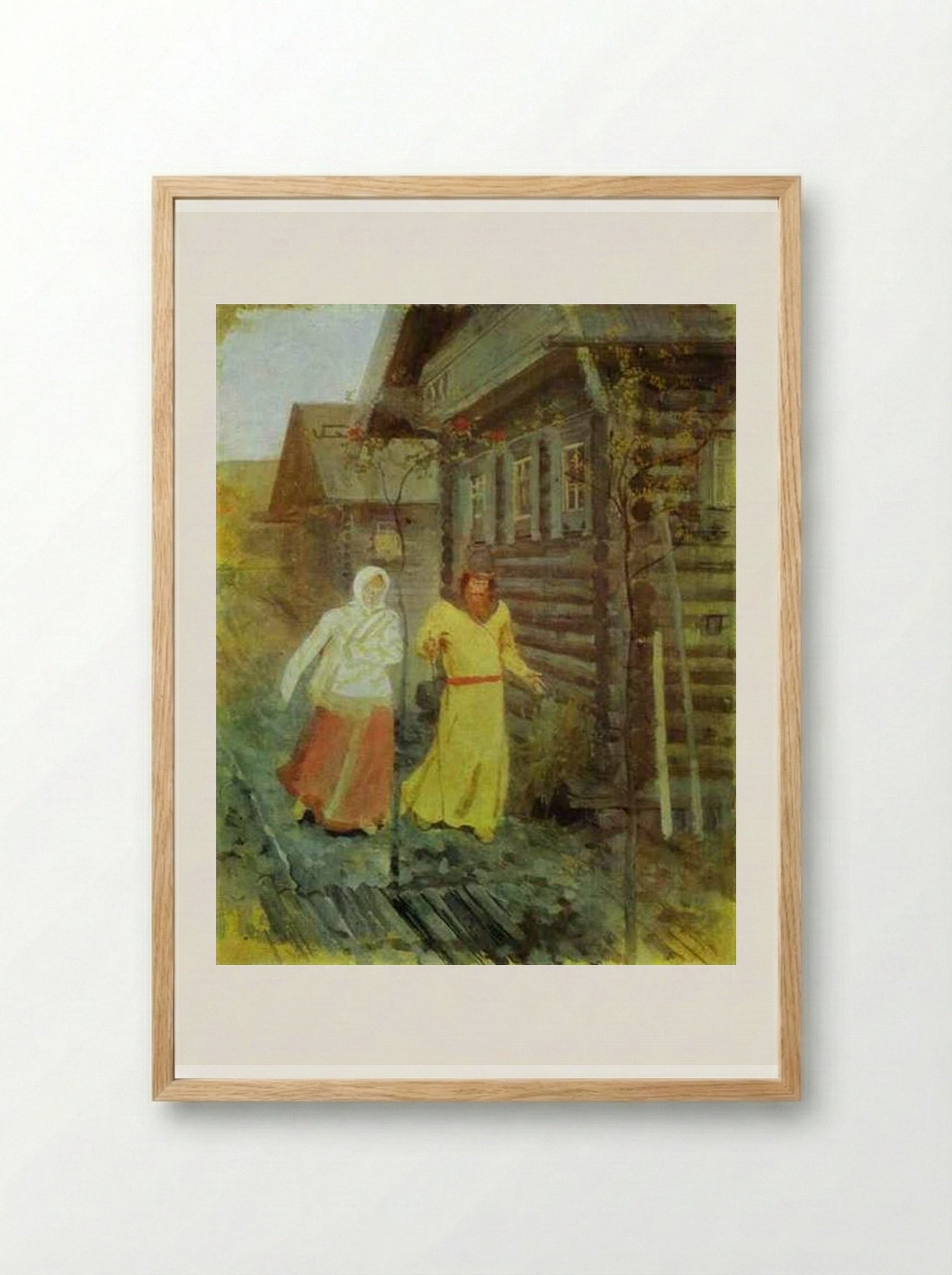 In the Village - Andrei Ryabushkin - Framed Print Wood