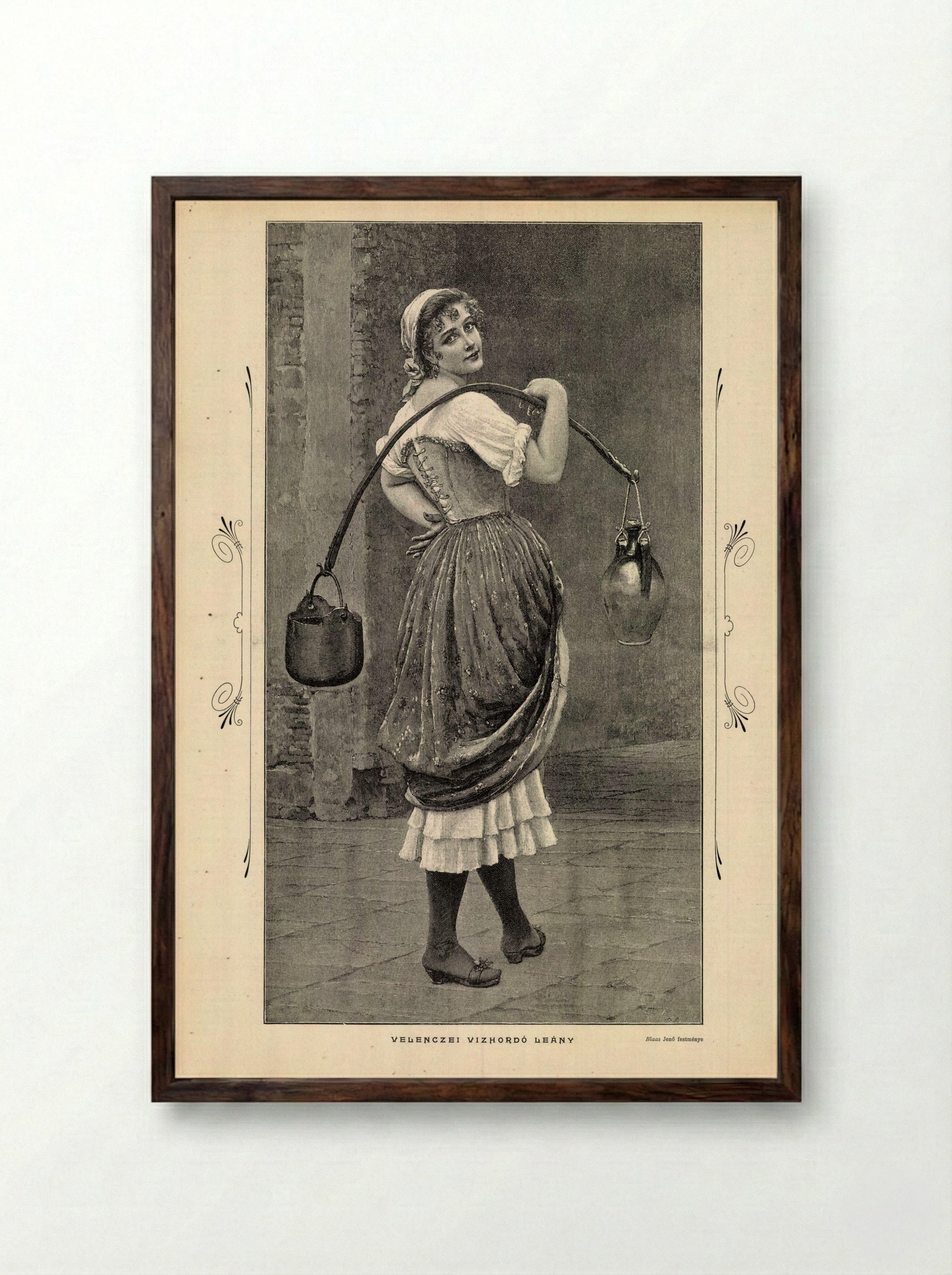 In the Water - Eugene de Blaas - Framed Print Dark Wood