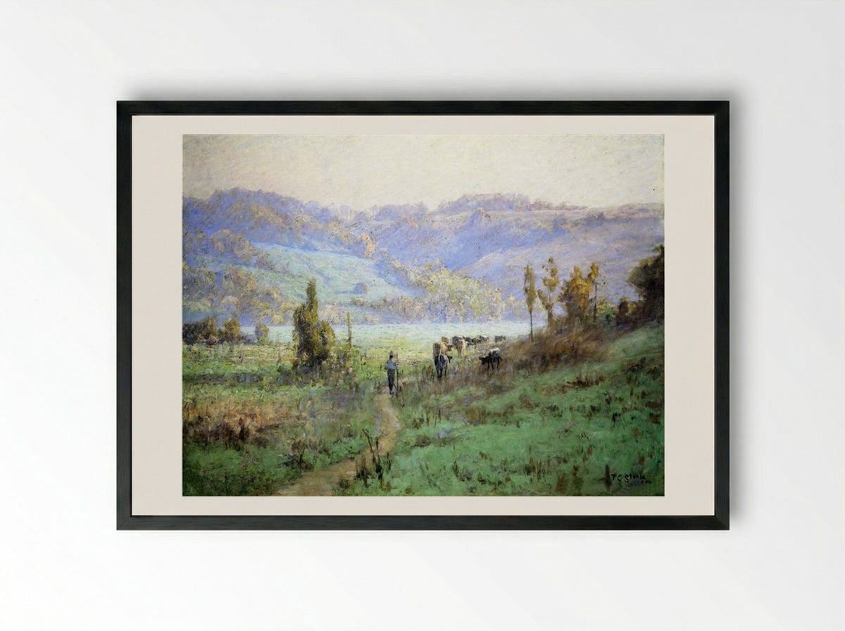 In the Whitewater Valley near Metamora - T. C. Steele - Framed Print Black
