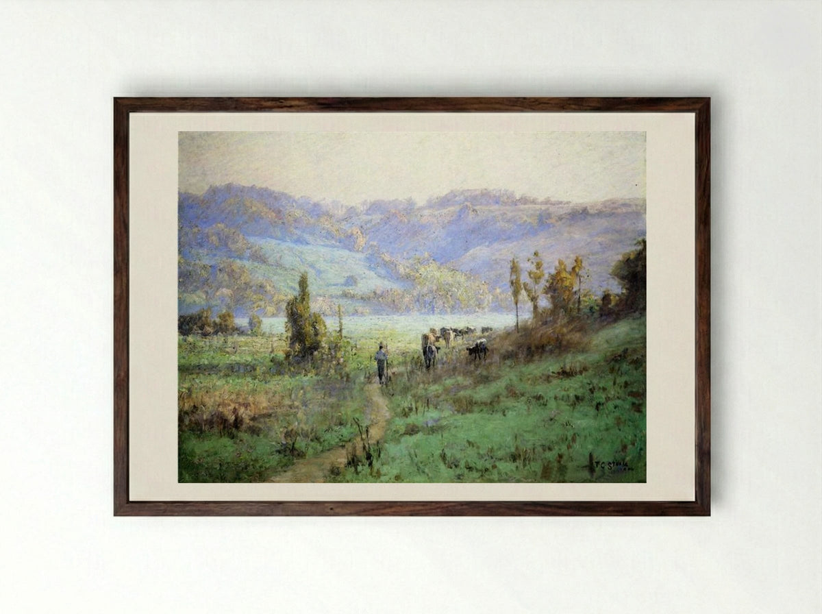 In the Whitewater Valley near Metamora - T. C. Steele - Framed Print Dark Wood