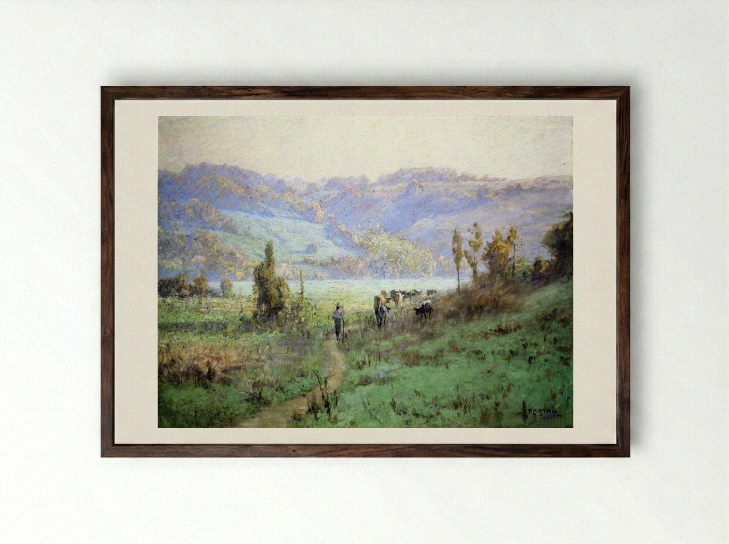 In the Whitewater Valley near Metamora - T. C. Steele - Framed Print Dark Wood