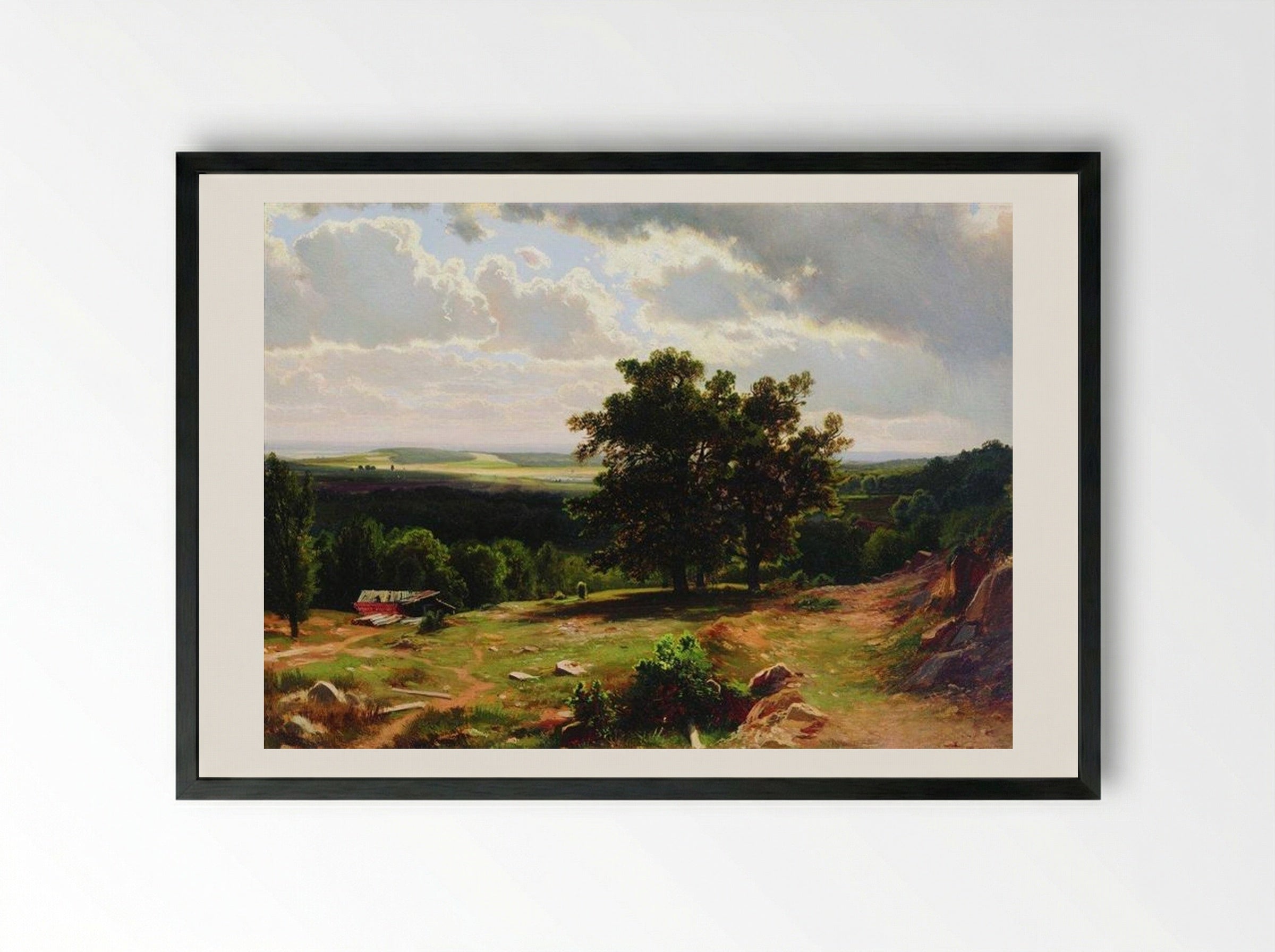 In the vicinity of Düsseldorf - Ivan Shishkin - Framed Print Black