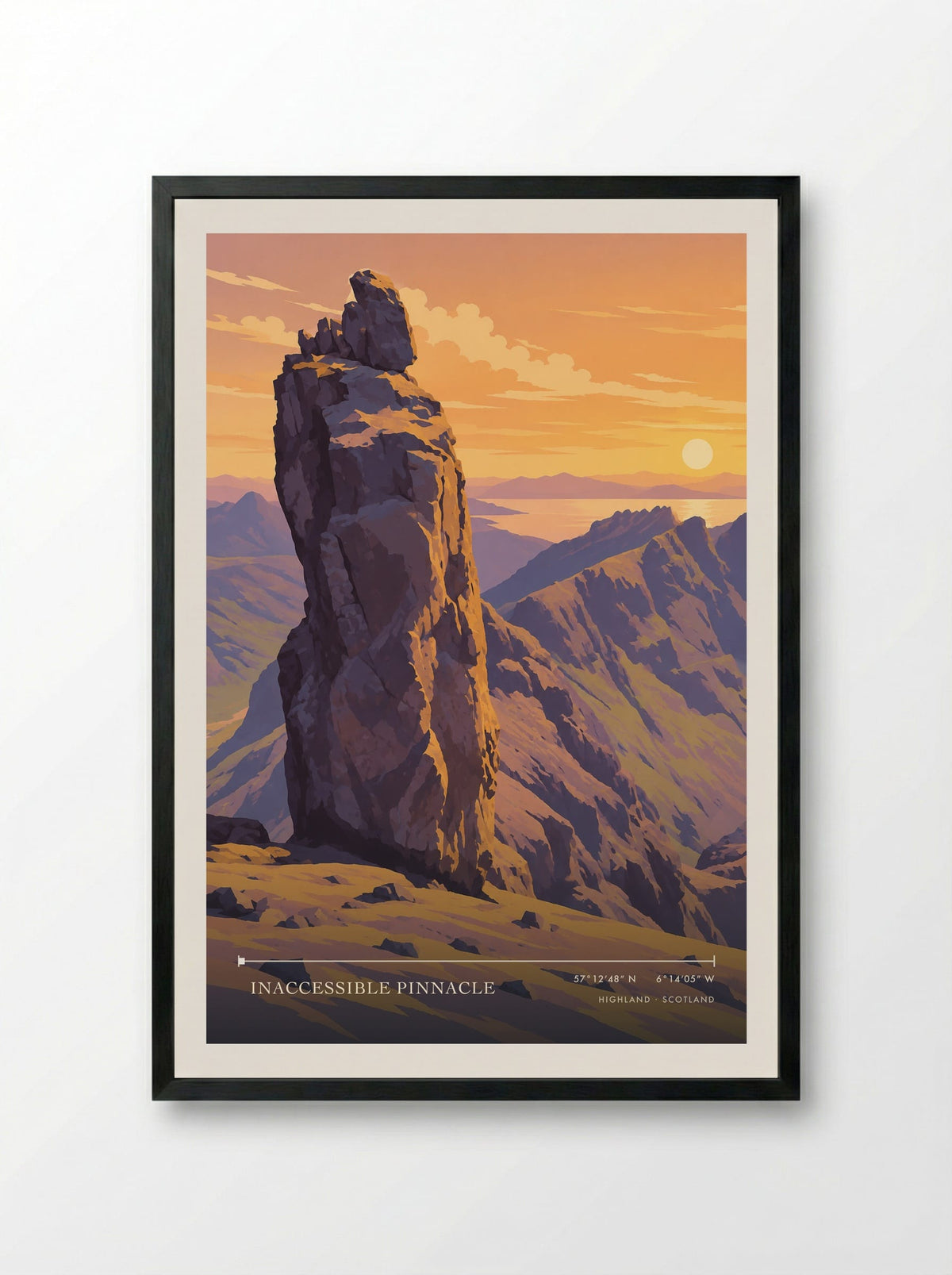 Inaccessible Pinnacle, Highland | Travel Poster - Framed Print Black