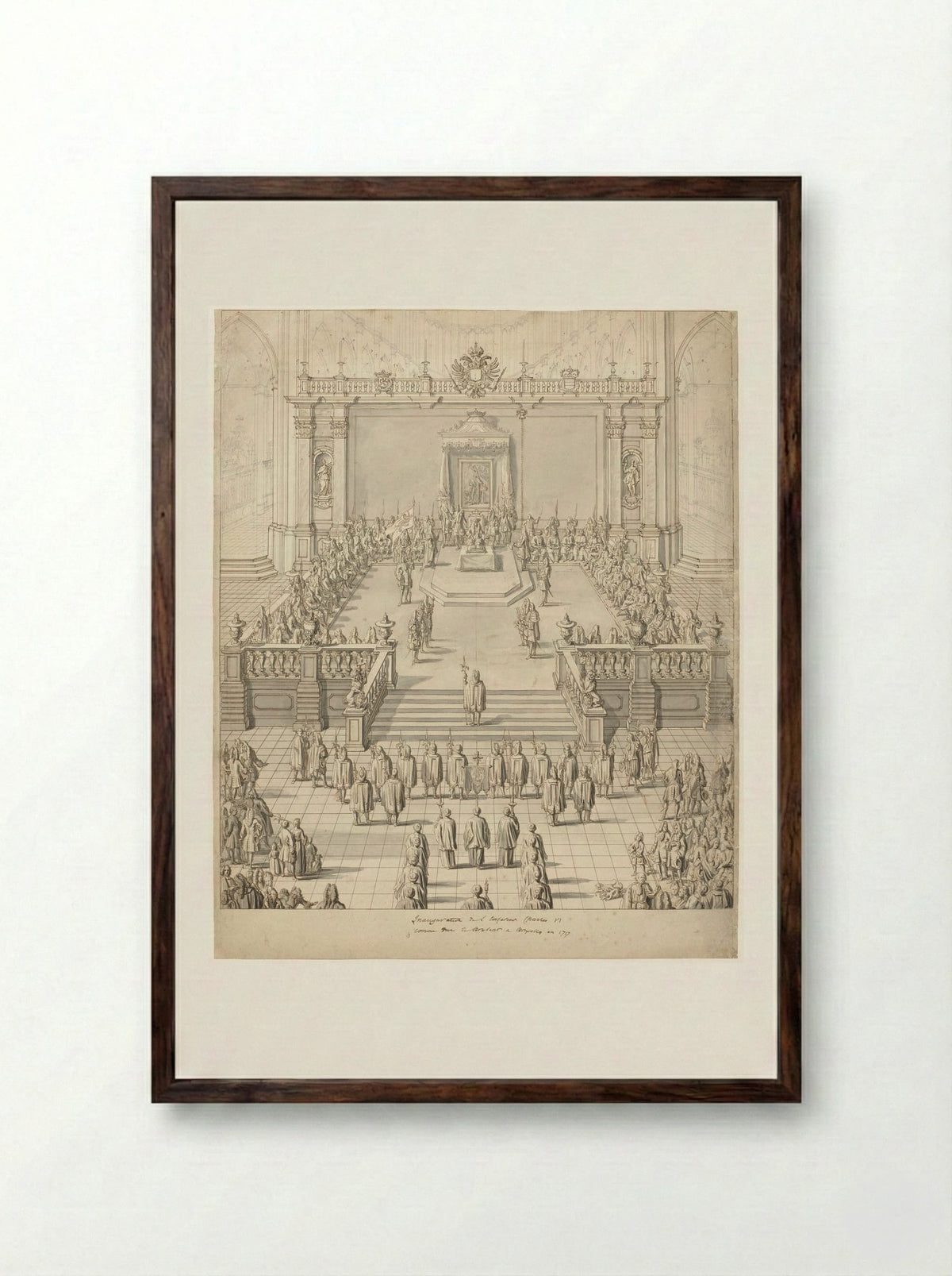 Inauguration of Emperor Charles VI in St Bavo's Cathedral, Ghent - Jacob Colin - Framed Print Dark Wood