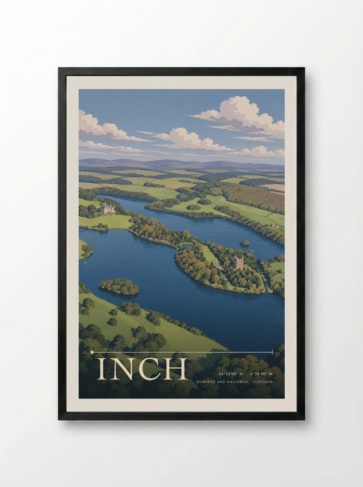 Inch, Dumfries and Galloway | Travel Poster - Framed Print Black