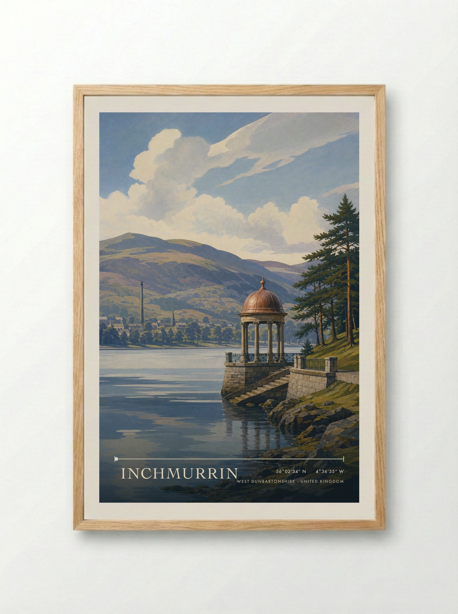Inchmurrin West Dunbartonshire United Kingdom Travel Poster - Framed Print Wood