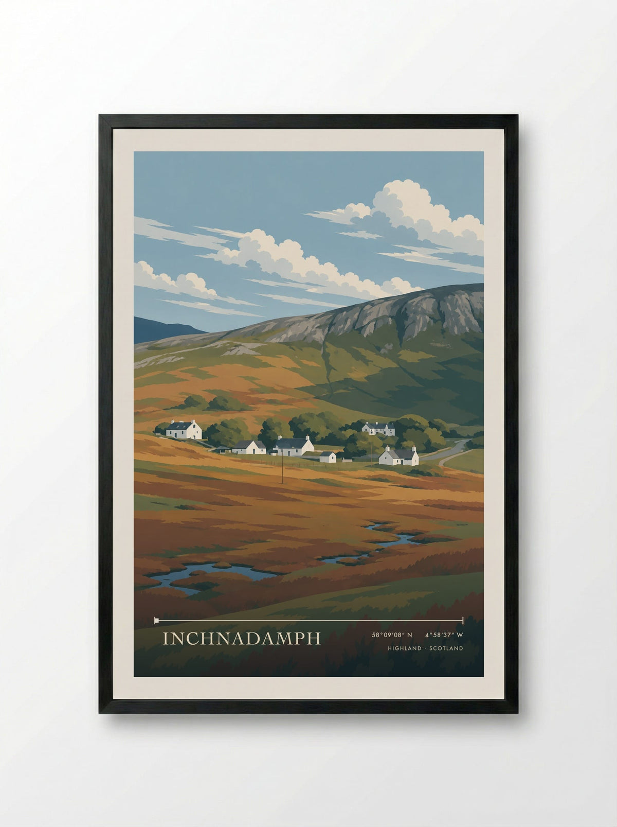 Inchnadamph, Highland | Travel Poster - Framed Print Black