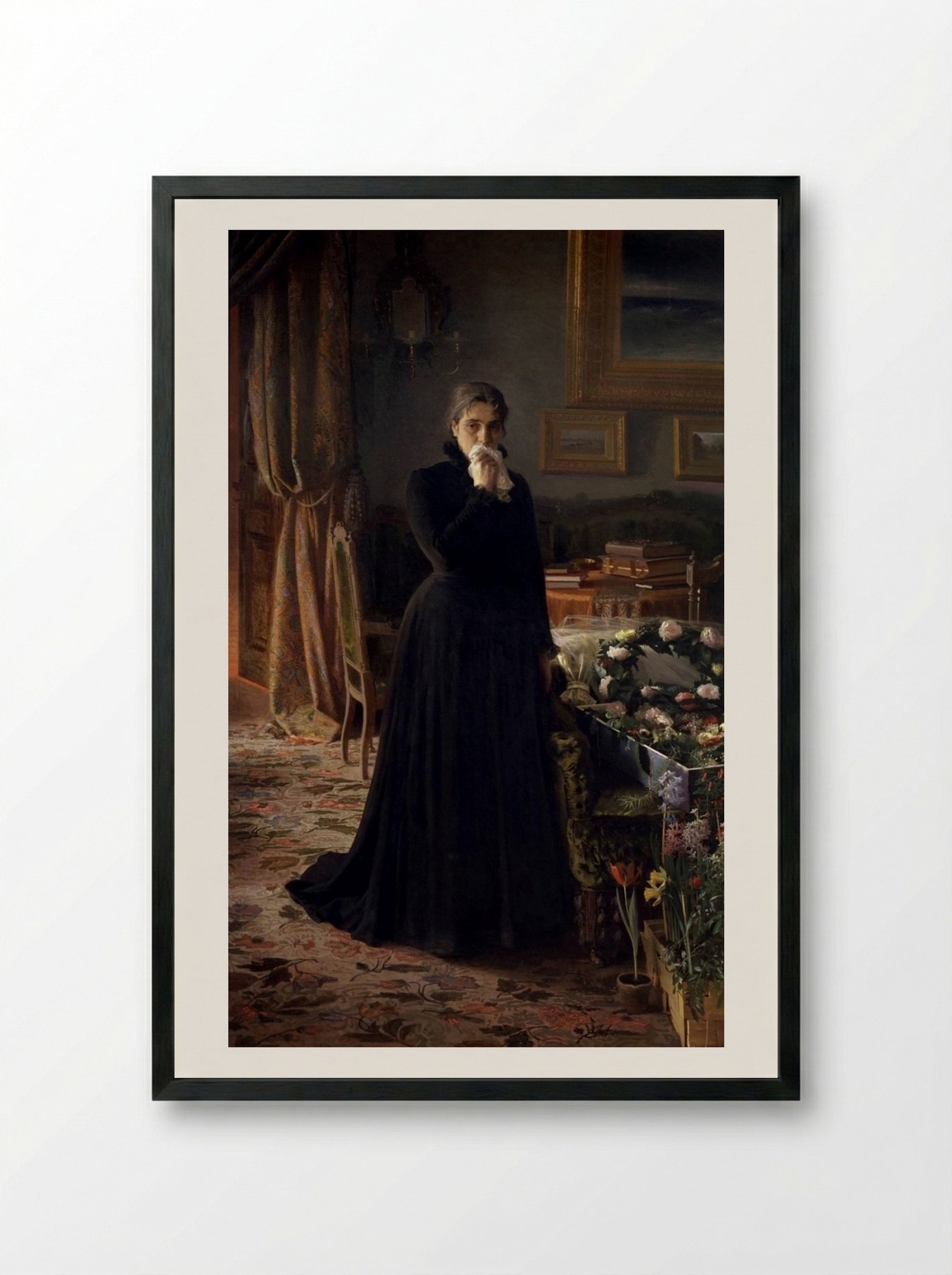 Inconsolable Grief - Ivan Kramskoy - Framed Print Black