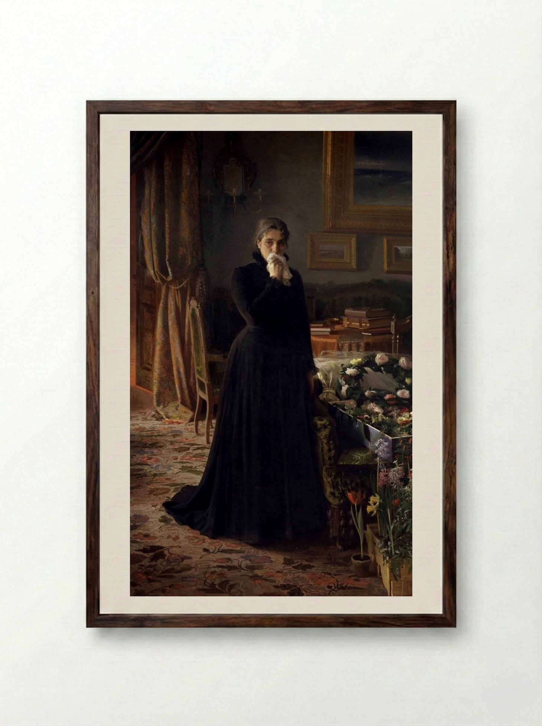 Inconsolable Grief - Ivan Kramskoy - Framed Print Dark Wood