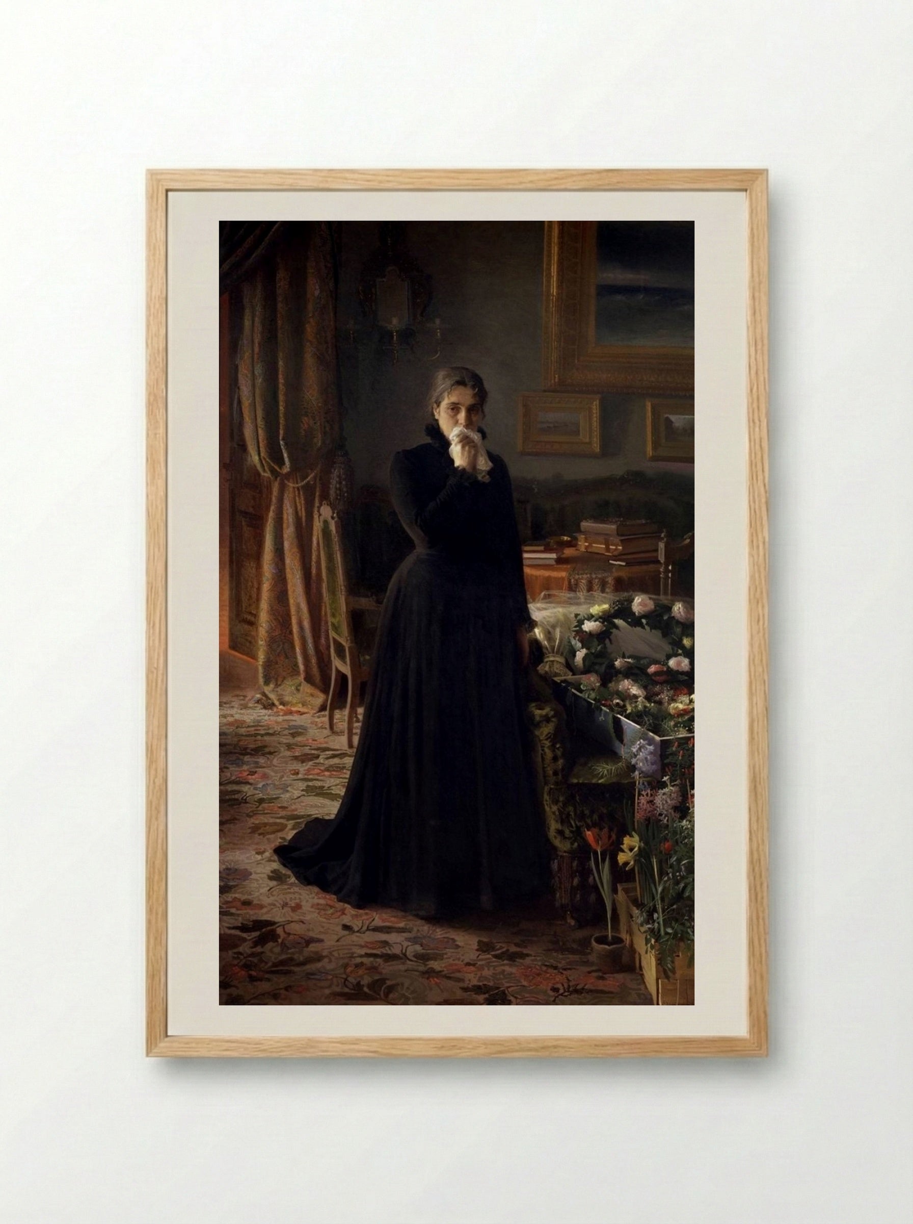 Inconsolable Grief - Ivan Kramskoy - Framed Print Wood