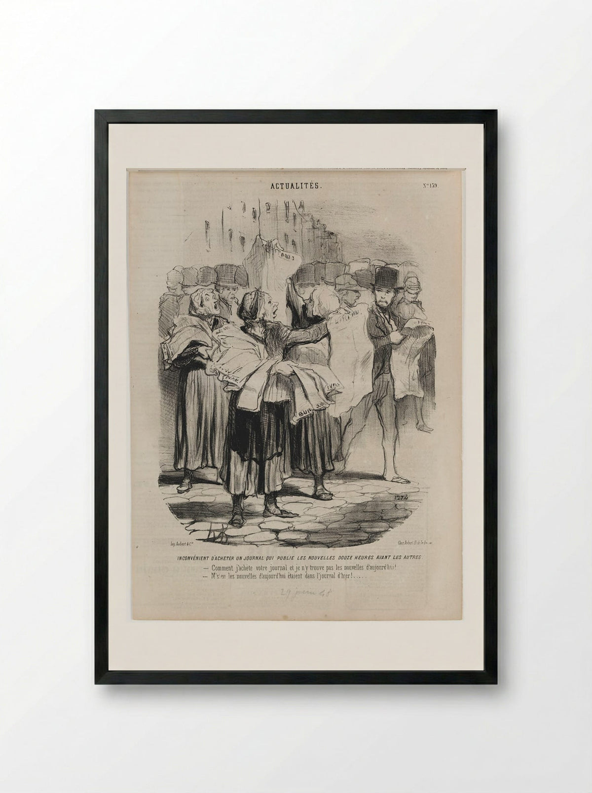Inconvénient d'acheter un journal - Honoré-Victorin Daumier - Framed Print Black