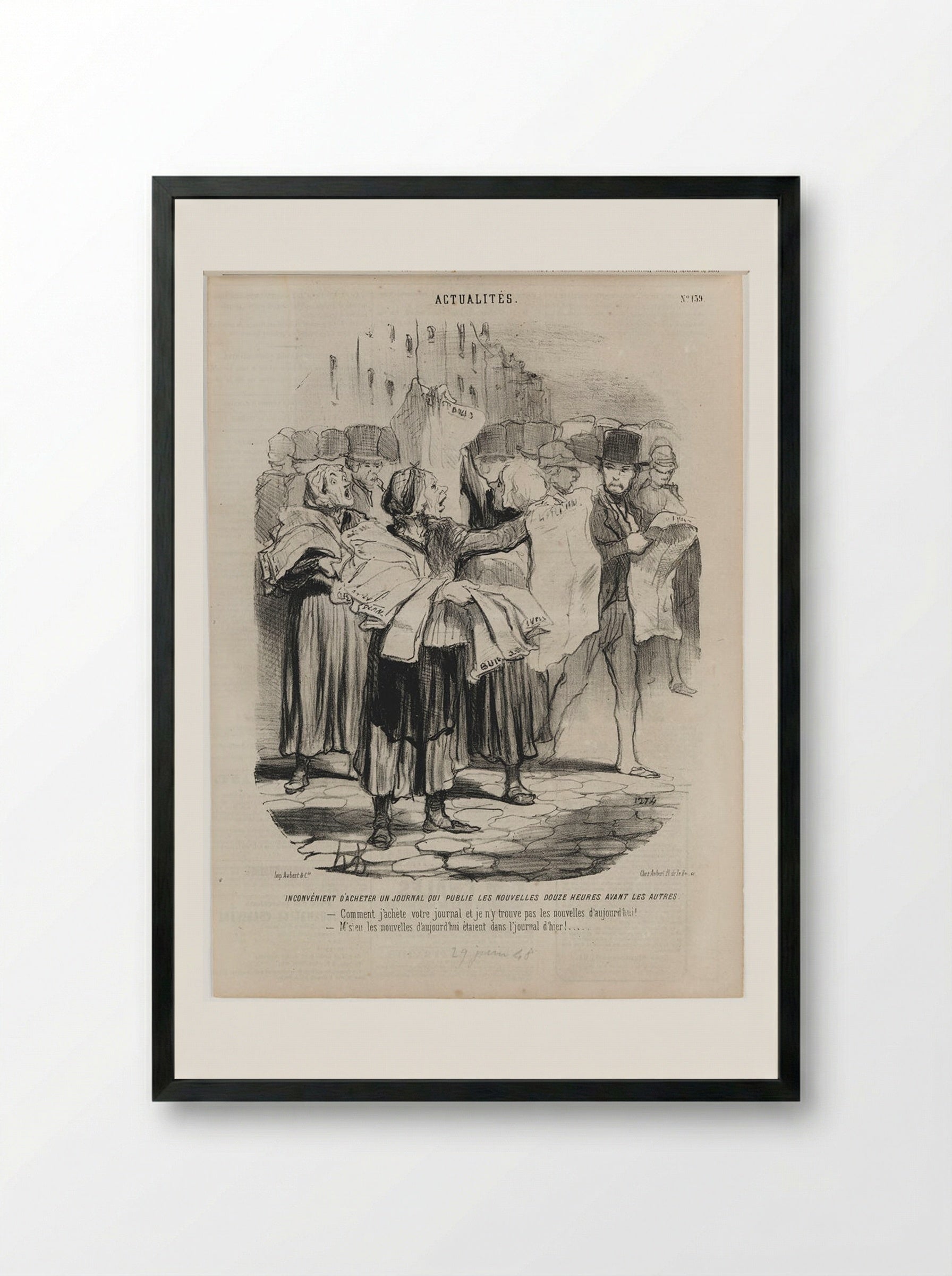 Inconvénient d'acheter un journal - Honoré-Victorin Daumier - Framed Print Black