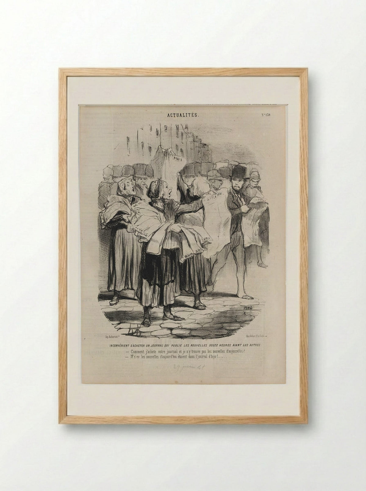 Inconvénient d'acheter un journal - Honoré-Victorin Daumier - Framed Print Wood