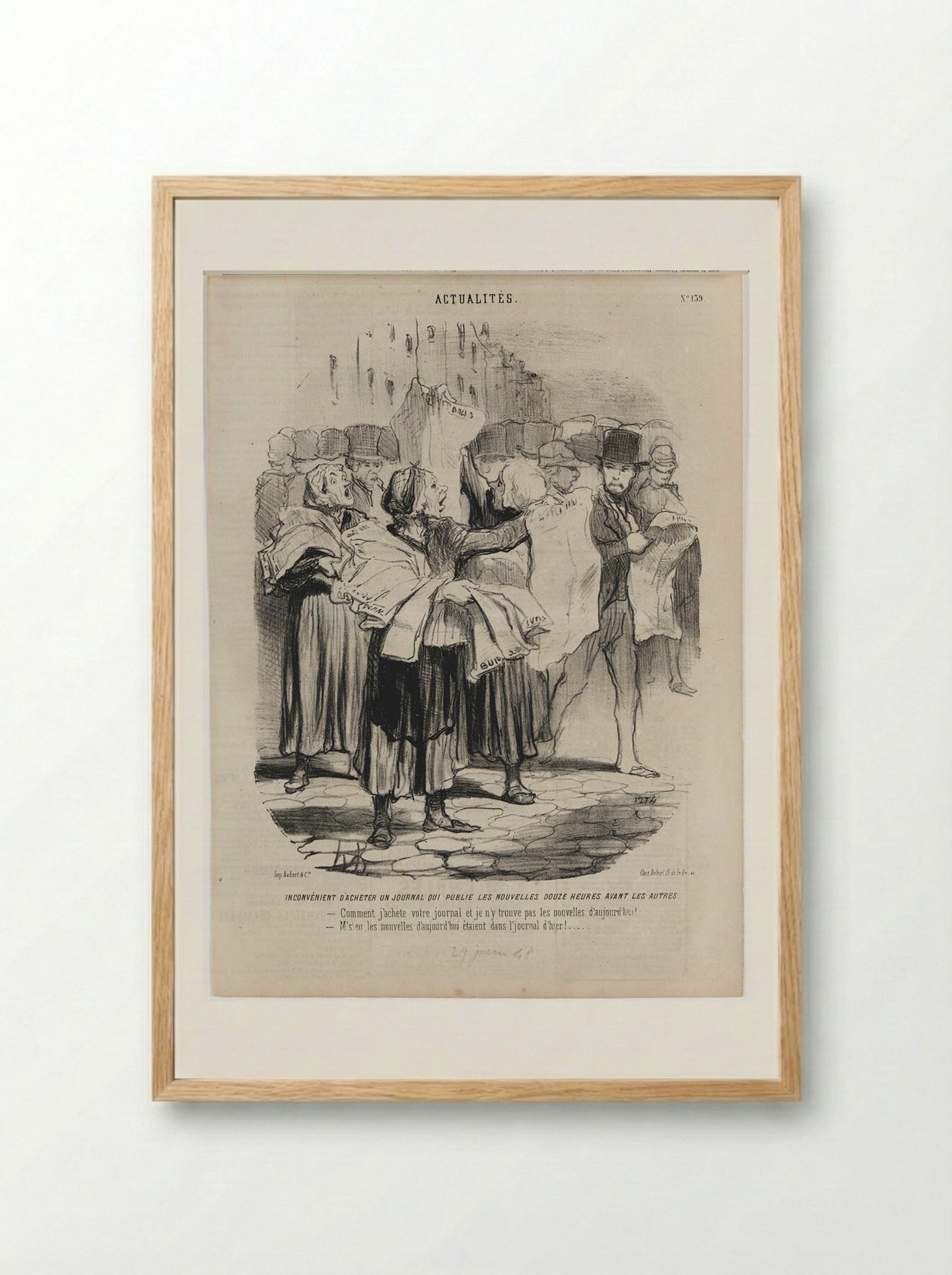 Inconvénient d'acheter un journal - Honoré-Victorin Daumier - Framed Print Wood