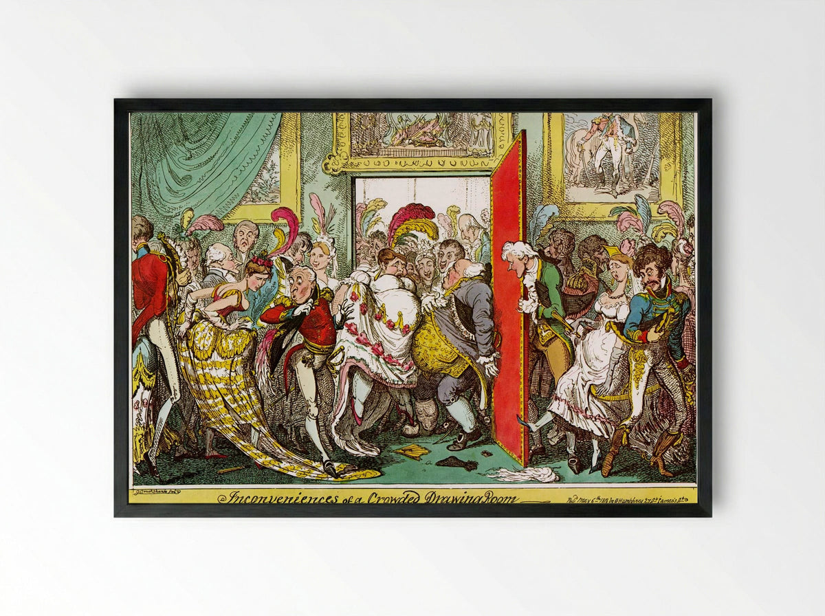 Inconvenience of a Crowded Drawing Room - George Cruikshank - Framed Print Black