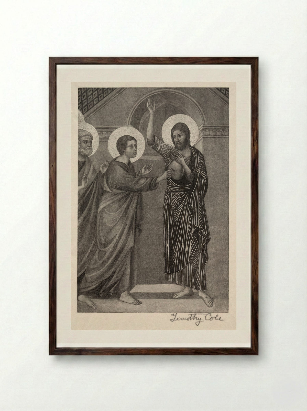 Incredulity of Saint Thomas - Timothy Cole - Framed Print Dark Wood