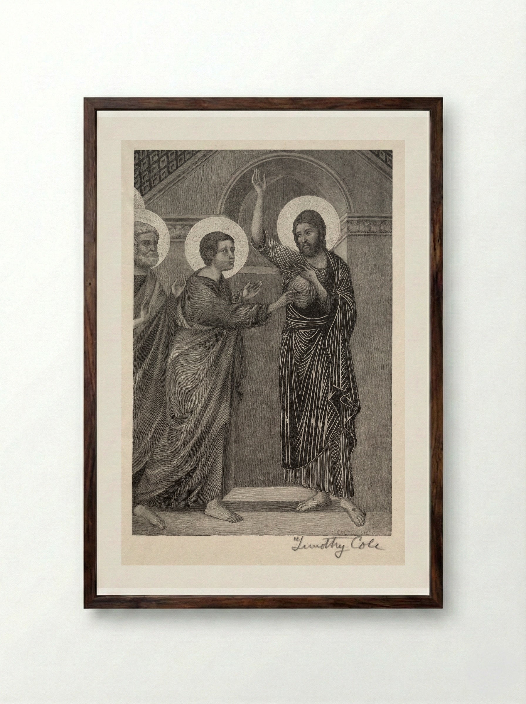 Incredulity of Saint Thomas - Timothy Cole - Framed Print Dark Wood