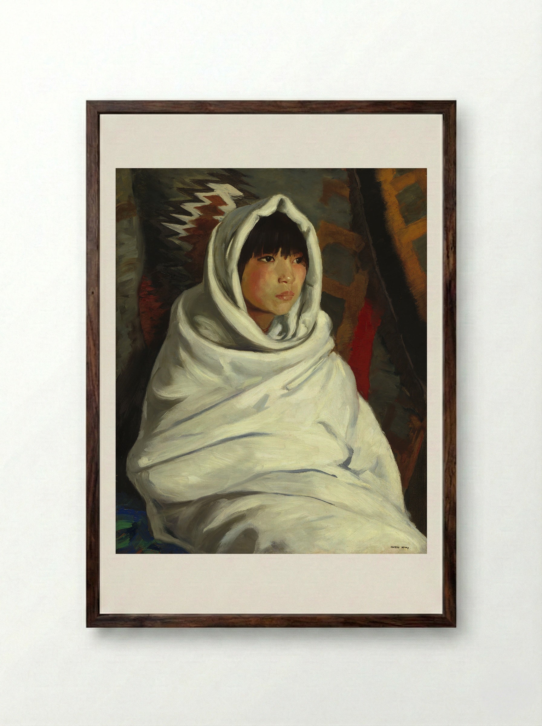 Indian Girl - Robert Henri - Framed Print Dark Wood