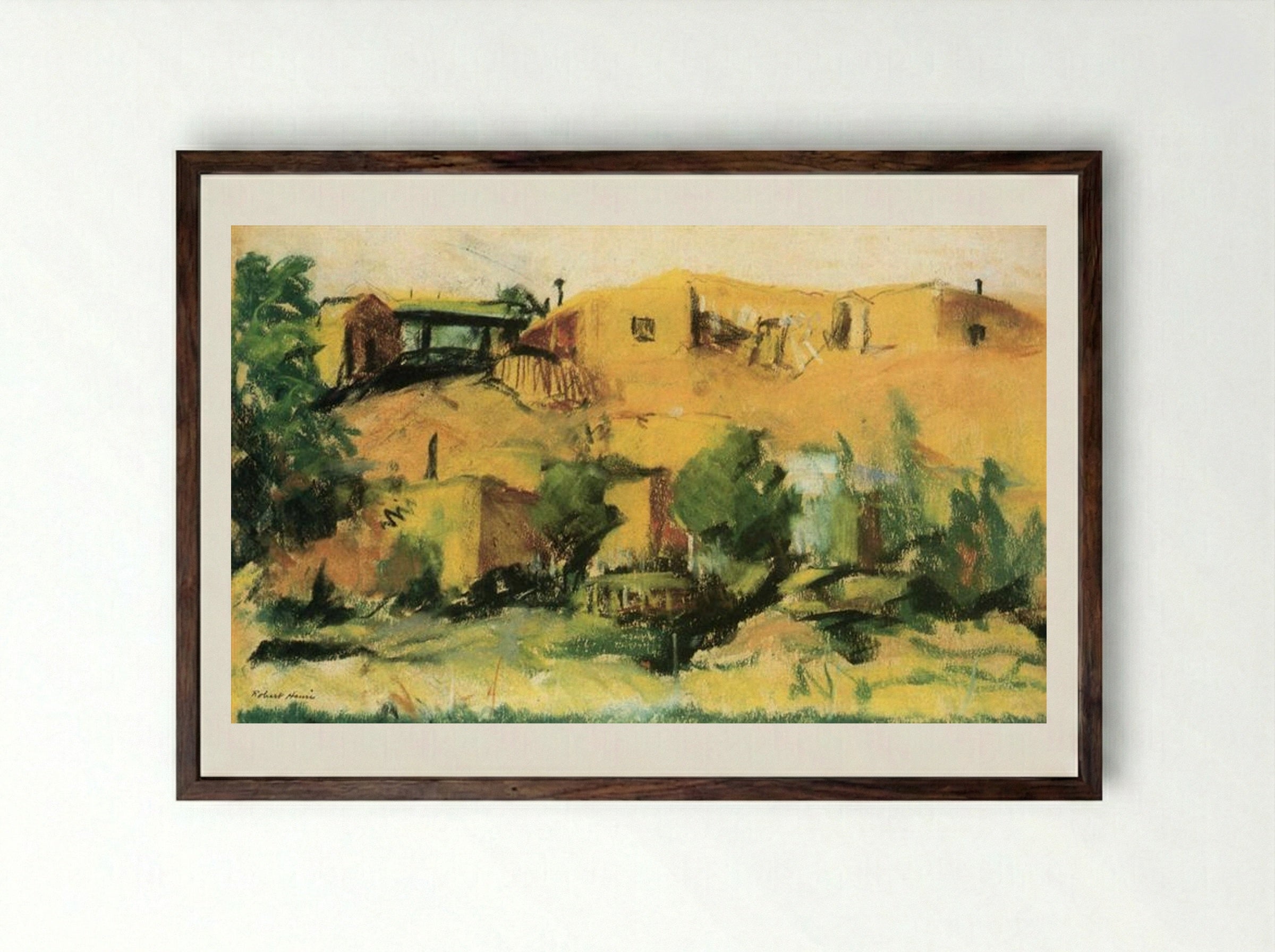 Indian Village - Robert Henri - Framed Print Dark Wood