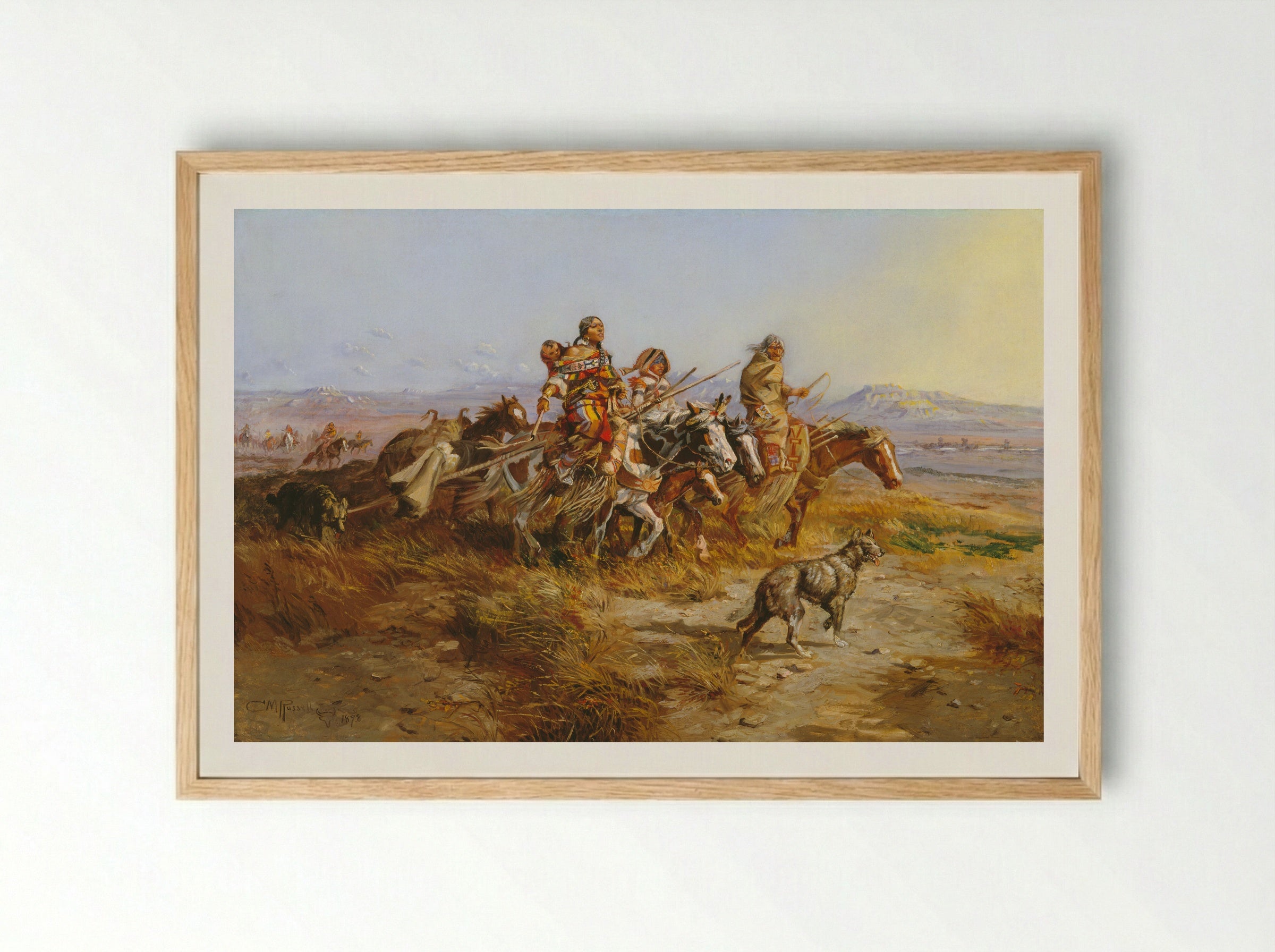 Indian Women Moving - Charles M. Russell - Framed Print Wood