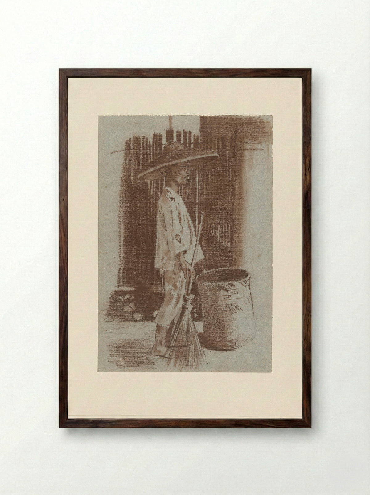 Indonesische straatveger - Willem Witsen - Framed Print Dark Wood