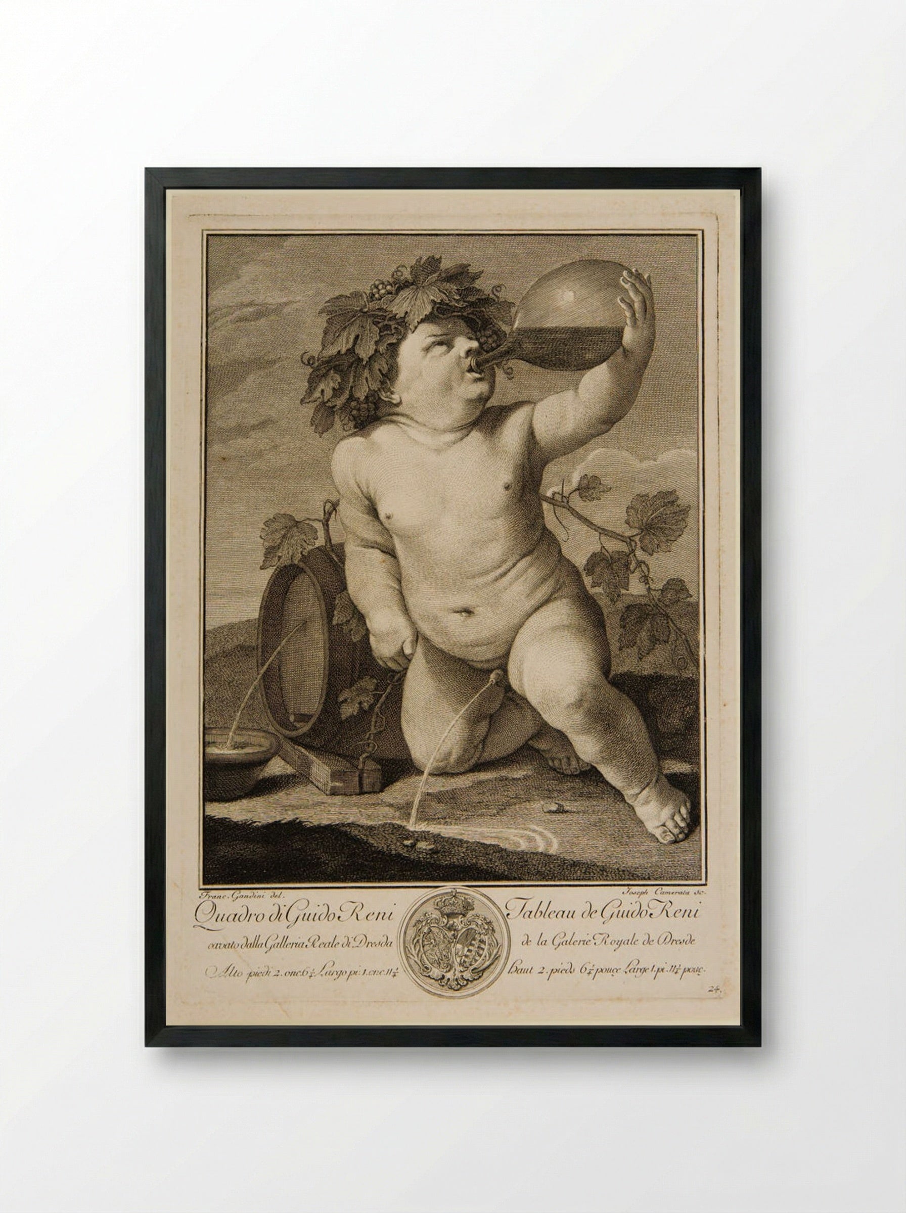 Infant Bacchus - Giuseppe Camerata - Framed Print Black