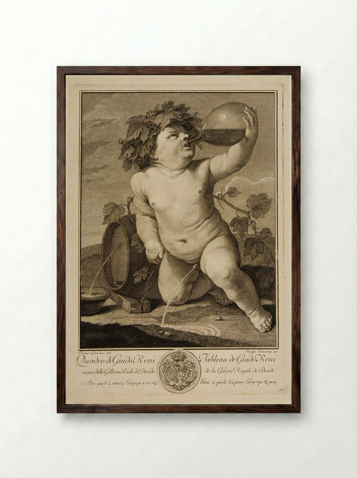 Infant Bacchus - Giuseppe Camerata - Framed Print Dark Wood