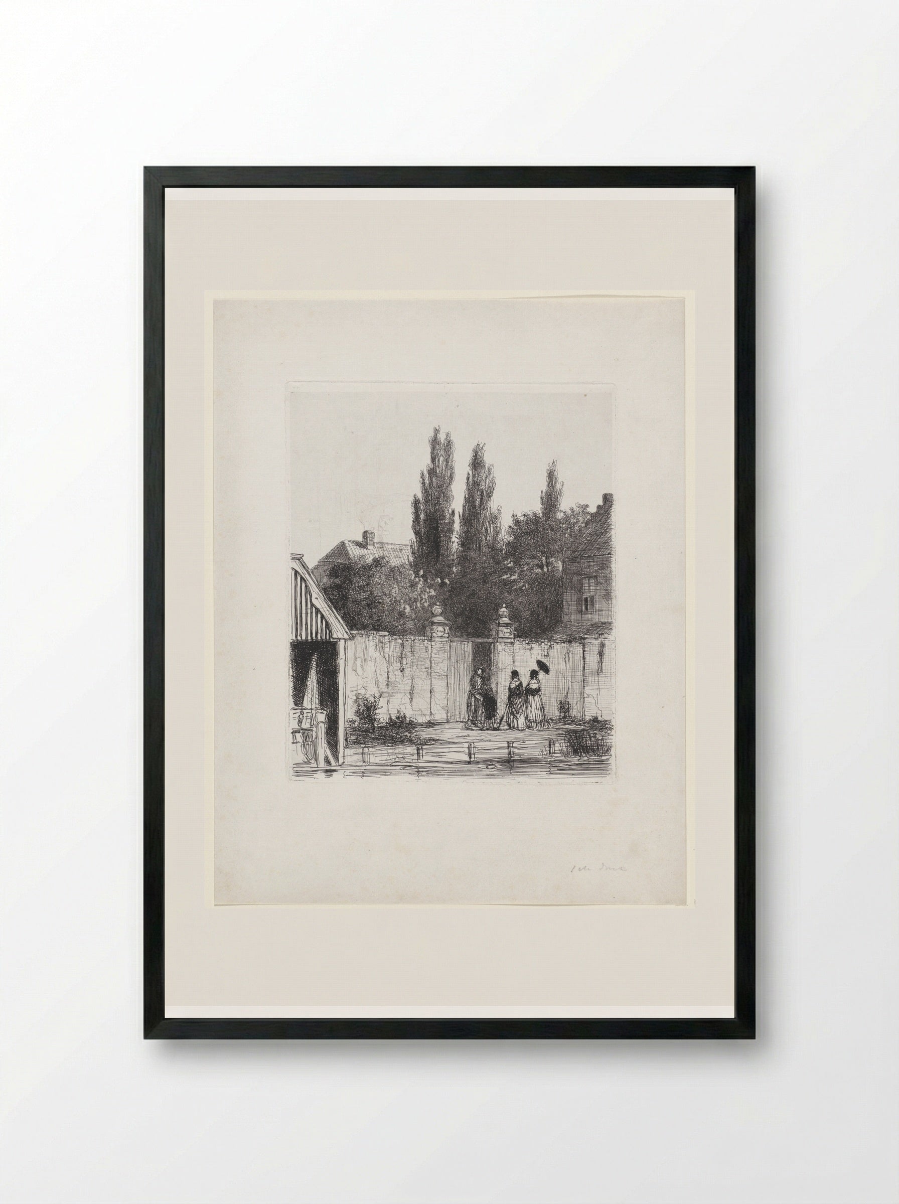 Ingang van een tuin aan het Zieken te Den Haag - Jan Weissenbruch - Framed Print Black