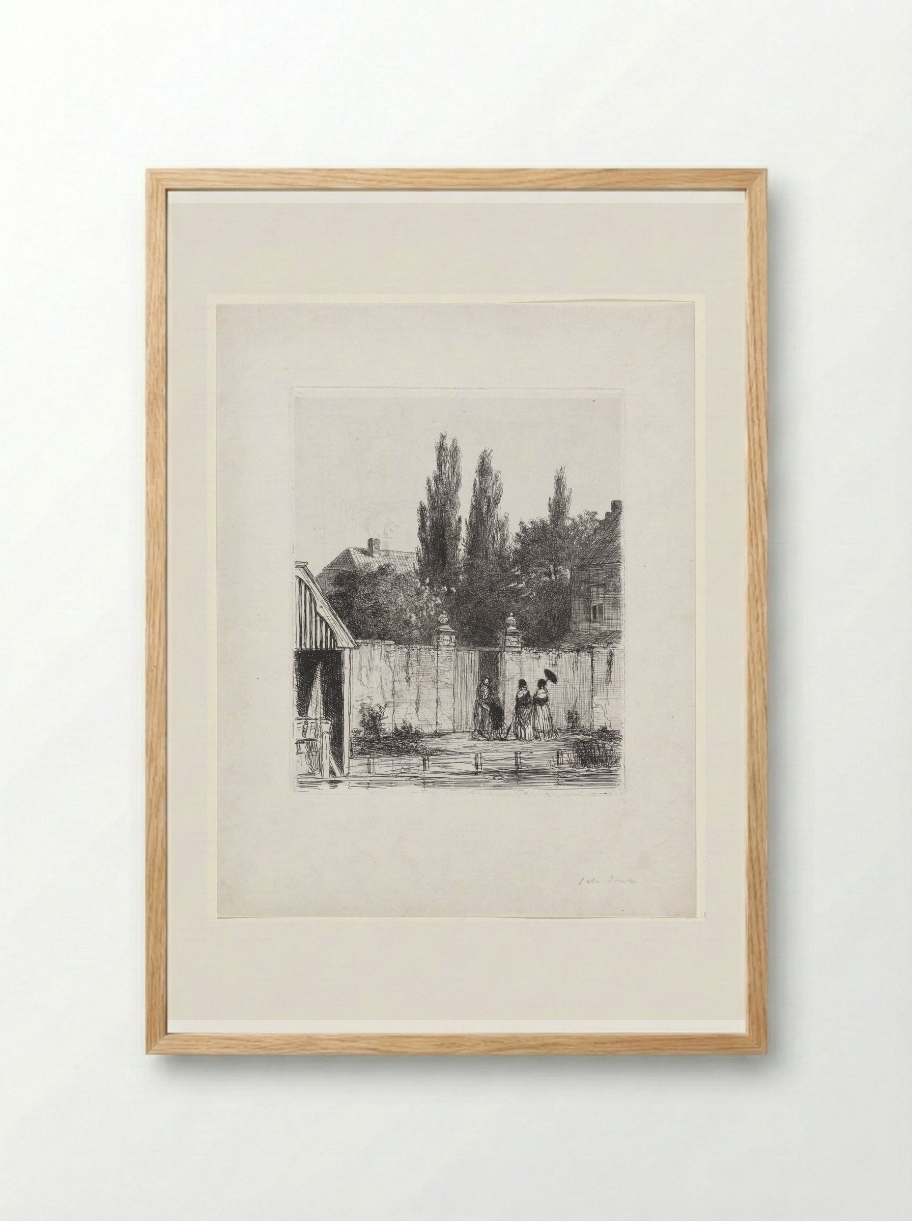 Ingang van een tuin aan het Zieken te Den Haag - Jan Weissenbruch - Framed Print Wood