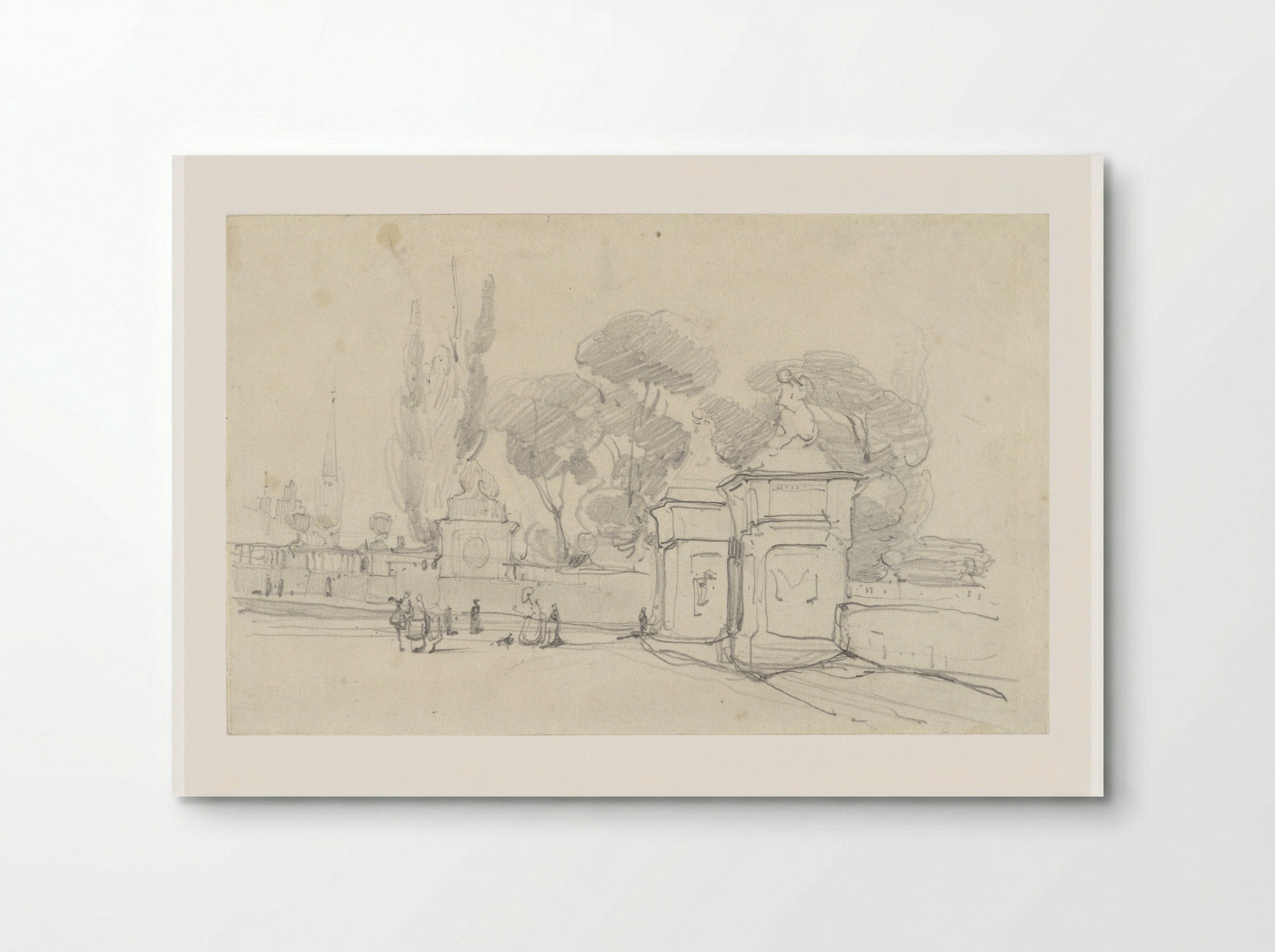 Ingang van het park bij het Koninklijk Paleis te Brussel - Johannes Bosboom - Poster
