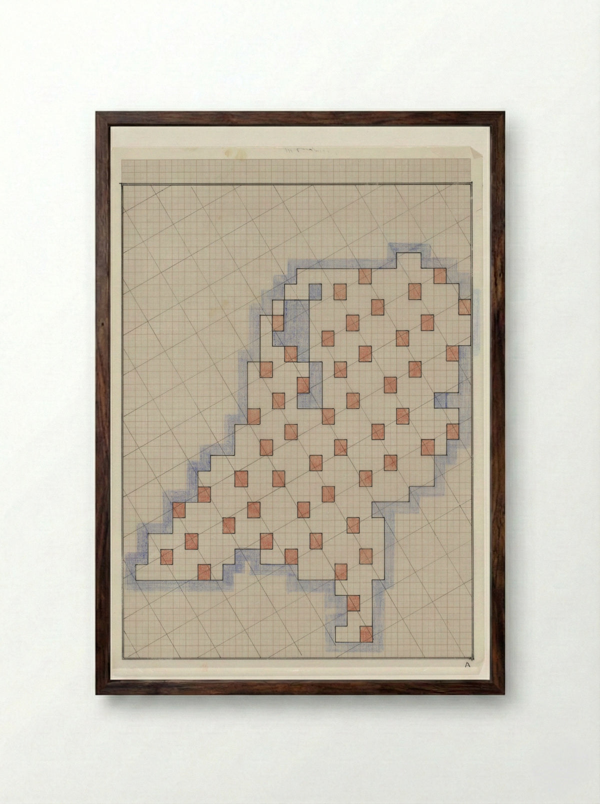 Ingekleurde tekening van Nederland op doorzichtig papier A - Reinjan Mulder - Framed Print Dark Wood
