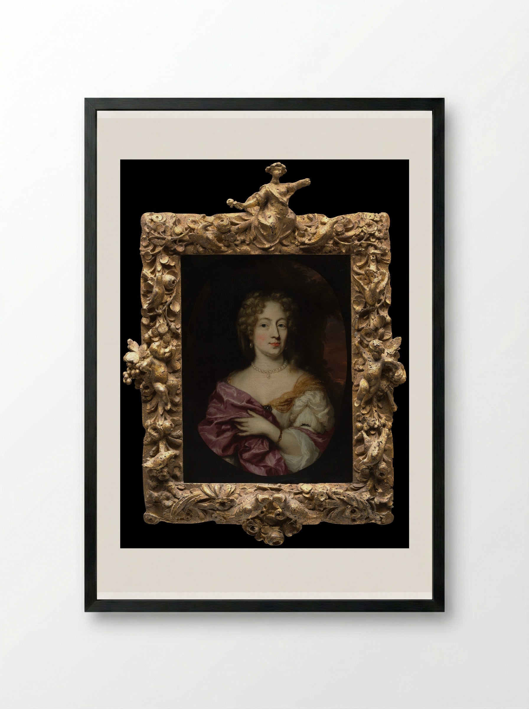Ingena Rotterdam, Betrothed of Admiral Jacob Binkes - Nicolaes Maes - Framed Print Black