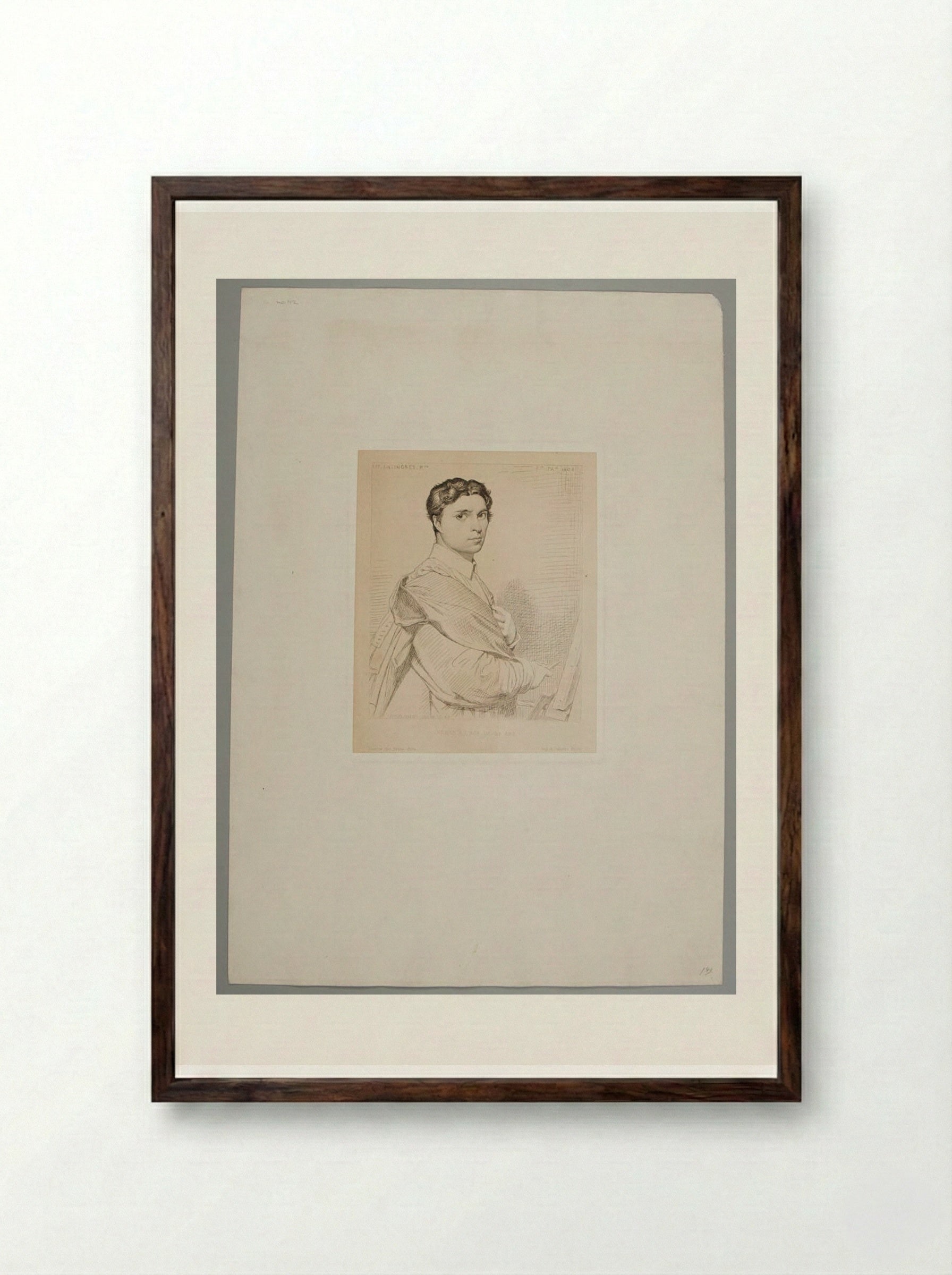 Ingres at the Age of 24 - Léopold Flameng - Framed Print Dark Wood