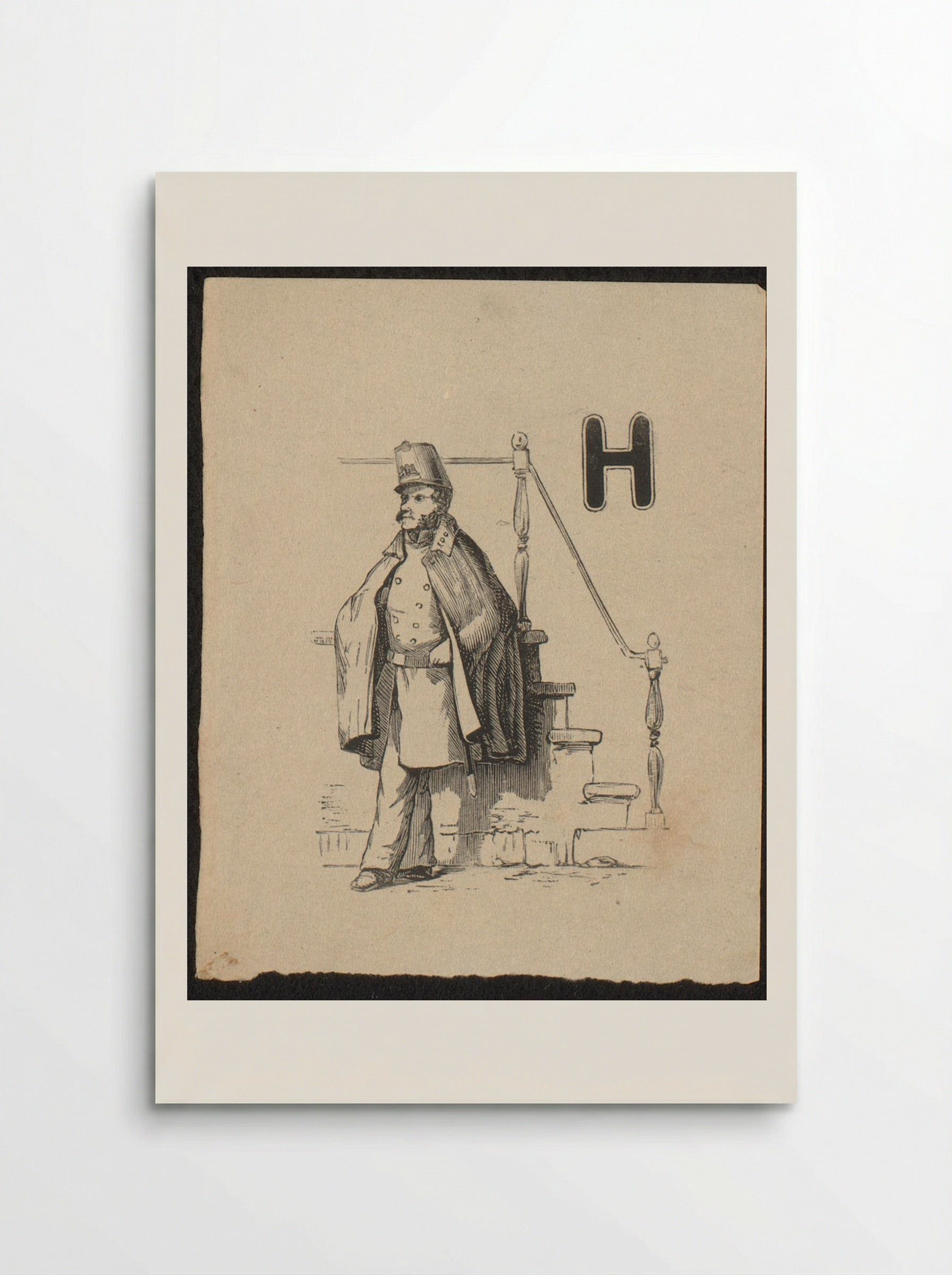 Initial H with Policeman by a Staircase - Isaac Weissenbruch - Poster