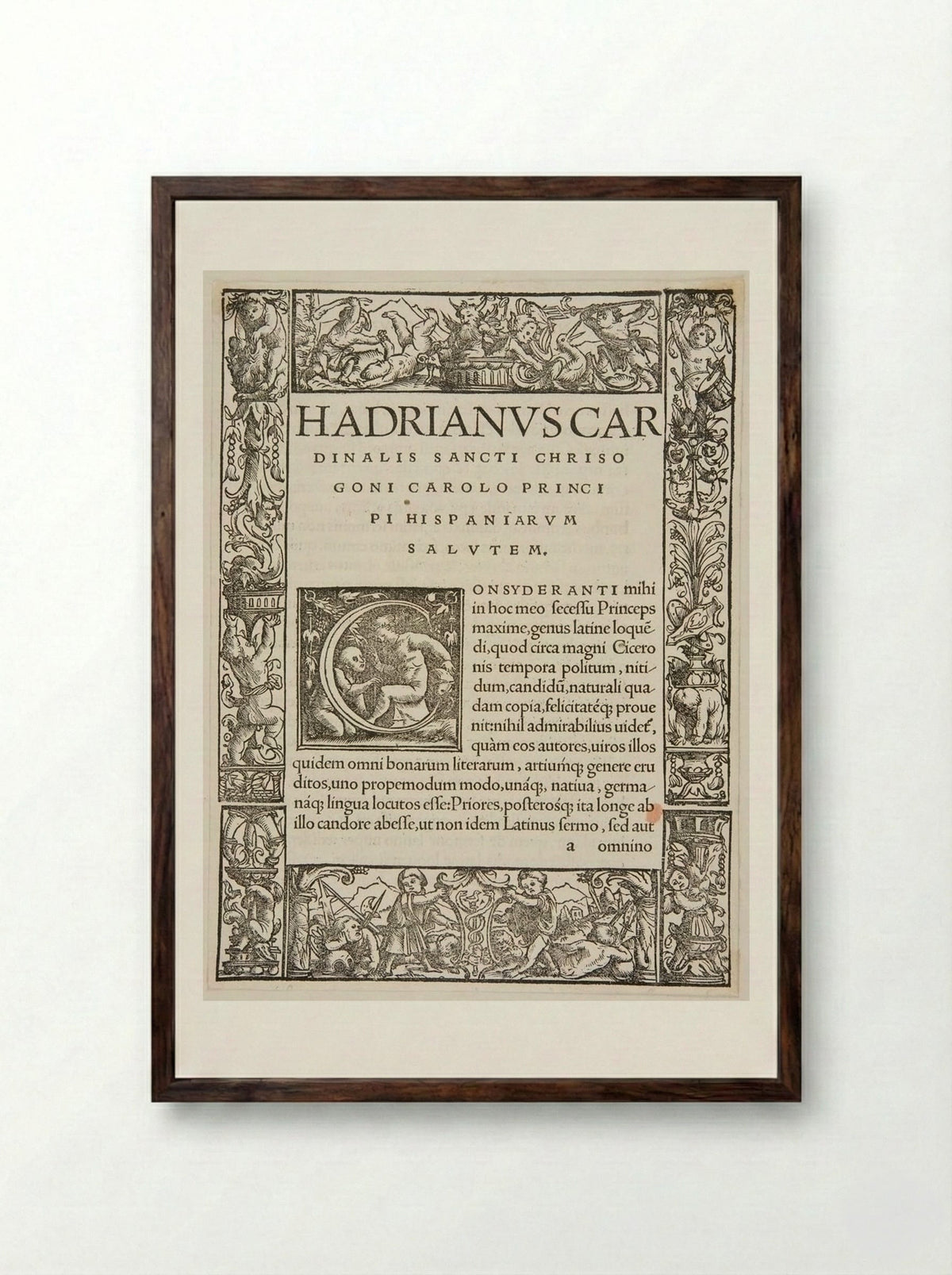 Initial Letter C - Urs Graf - Framed Print Dark Wood