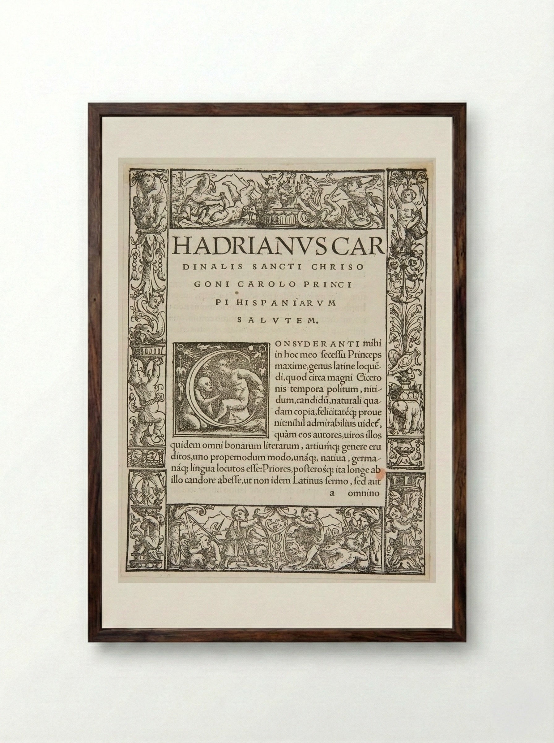 Initial Letter C - Urs Graf - Framed Print Dark Wood