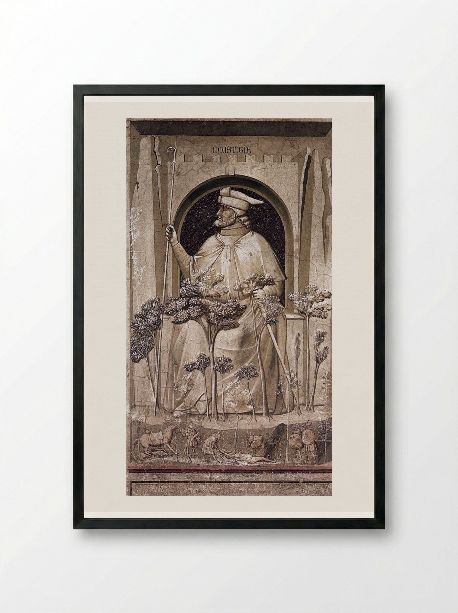 Injustice (Injustitia) - Giotto di Bondone - Framed Print Black