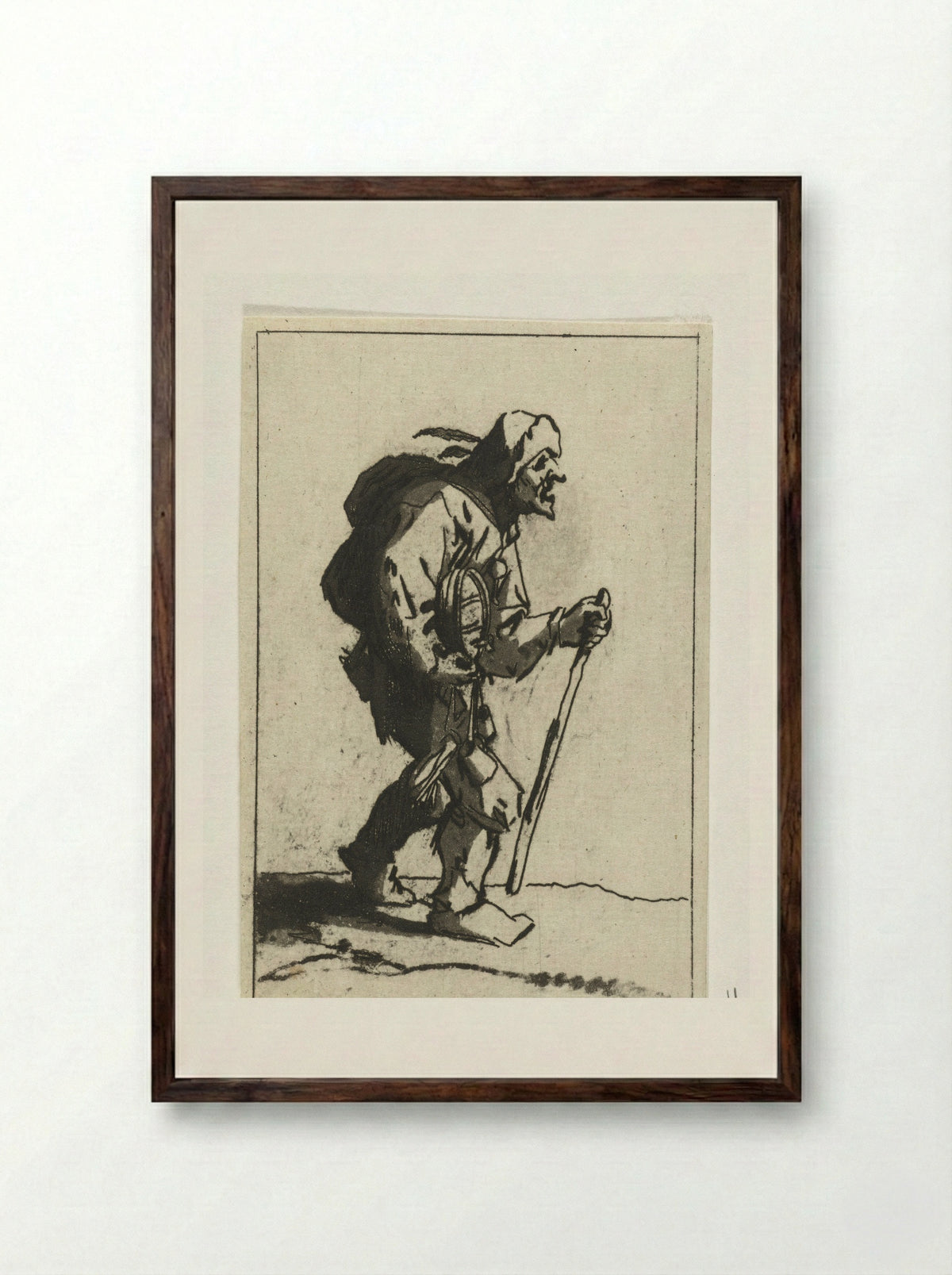 Inkt- en pennenkoopman - Anthonie van den Bos - Framed Print Dark Wood